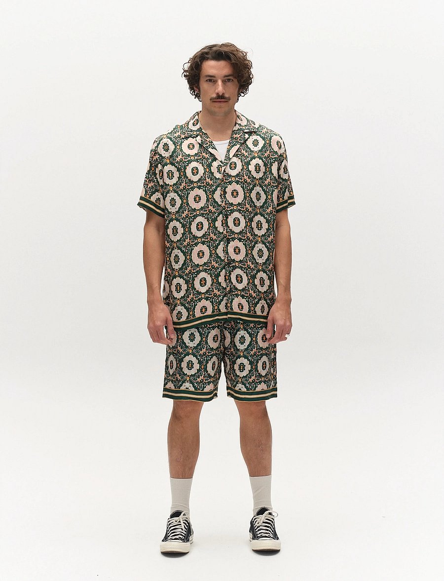 Gabba - GABsven Reg Resort Oro SS Shirt - koszule we wzory - green pattern - 3