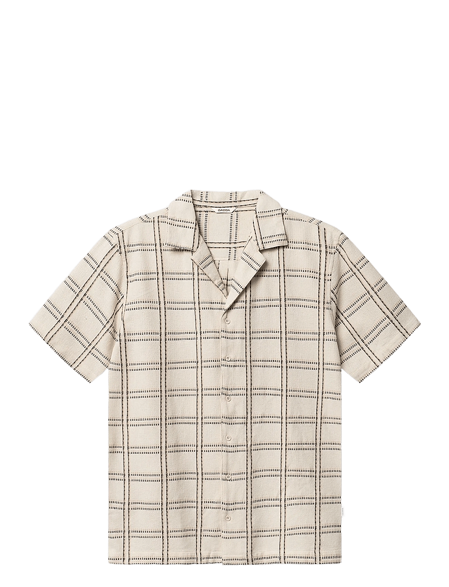Gabba - GABsven Reg Resort Wire SS Shirt - ruudulised särgid - beige check - 1