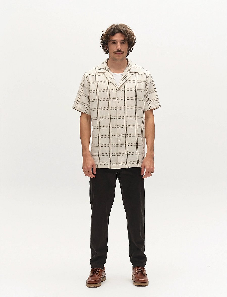 Gabba - GABsven Reg Resort Wire SS Shirt - ruudulised särgid - beige check - 3