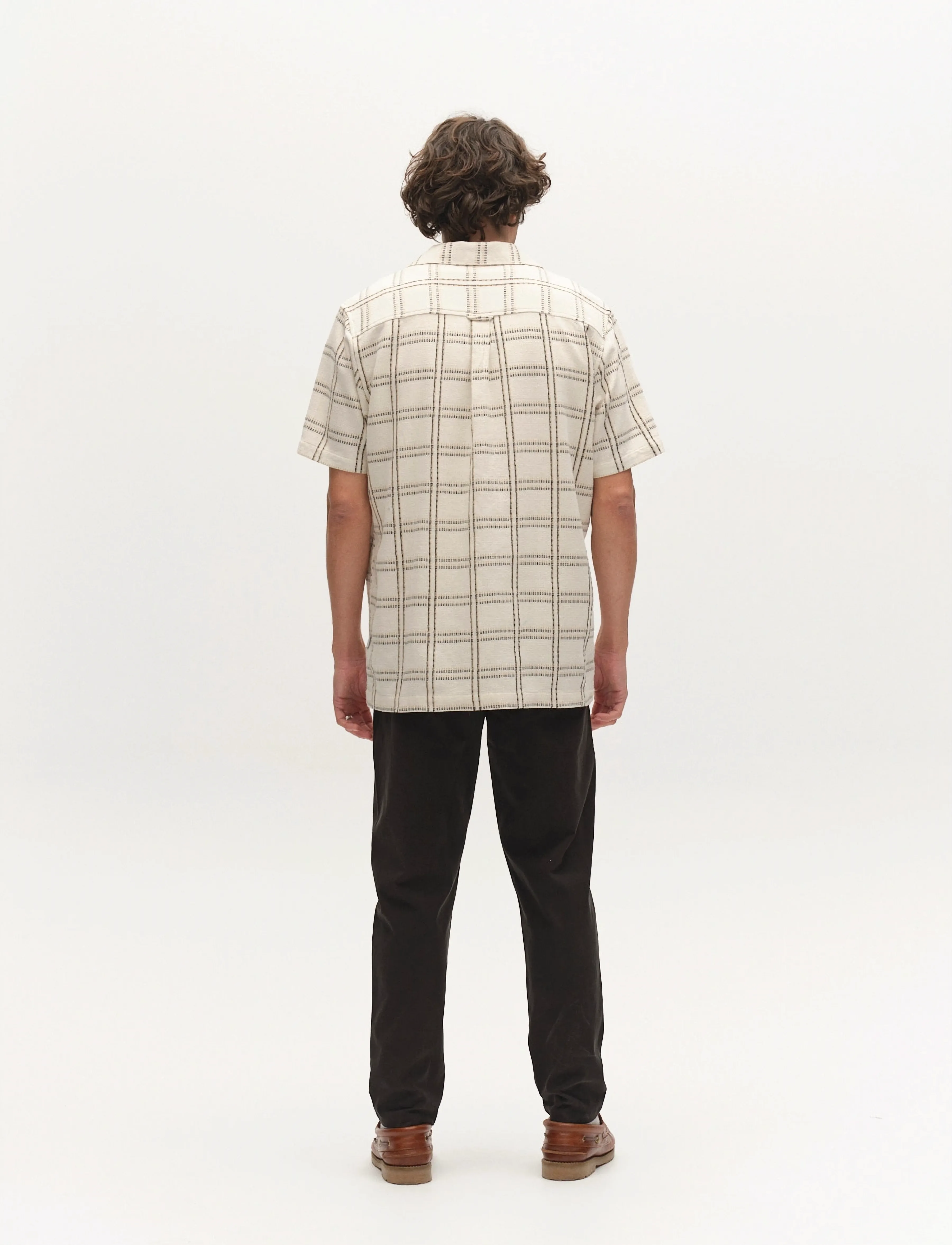 Gabba - GABsven Reg Resort Wire SS Shirt - languoti marškiniai - beige check - 4