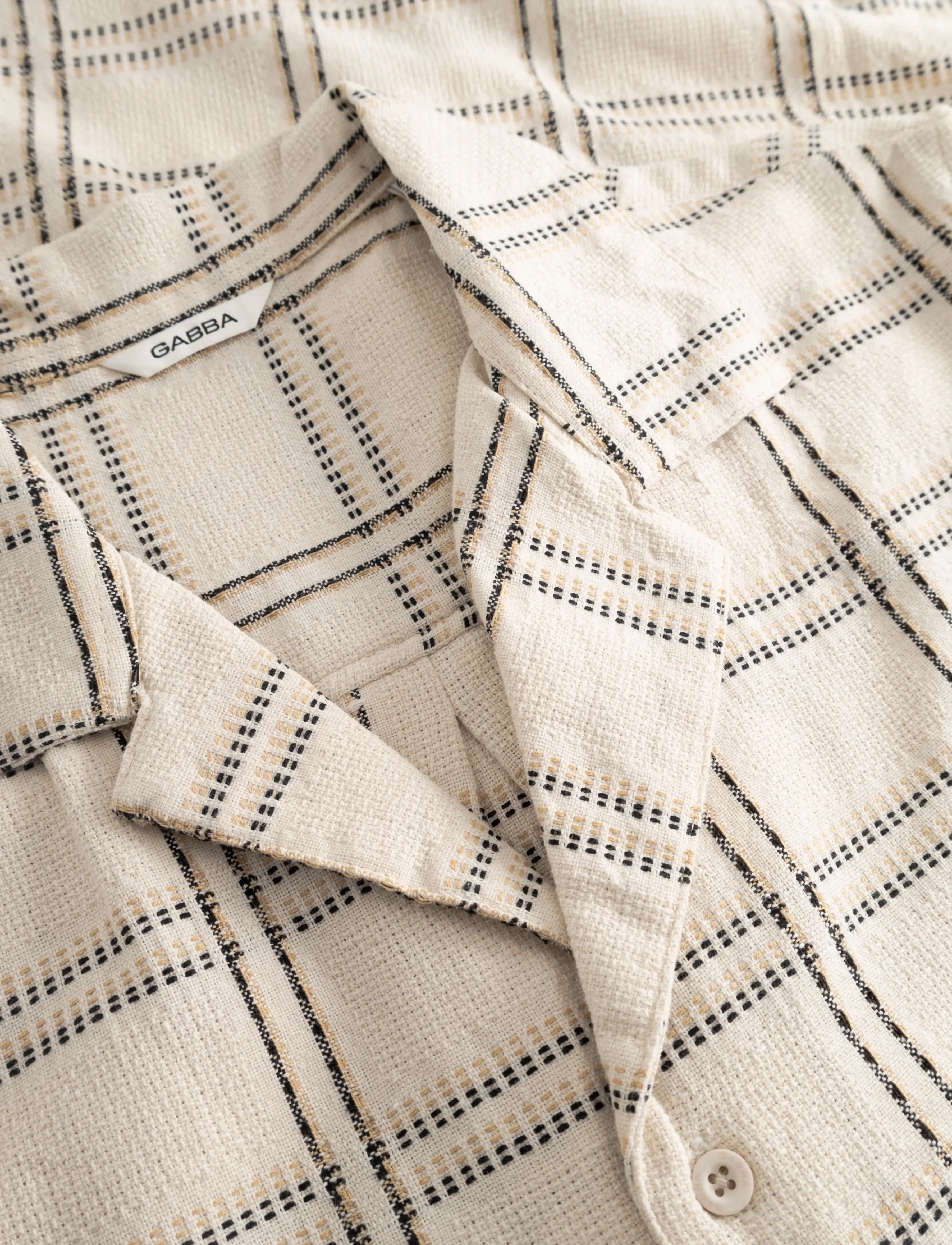 Gabba - GABsven Reg Resort Wire SS Shirt - languoti marškiniai - beige check - 5