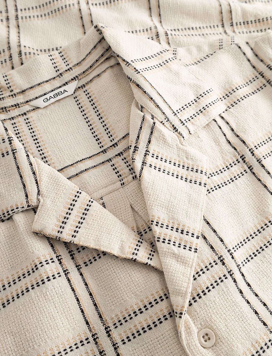 Gabba - GABsven Reg Resort Wire SS Shirt - ruudulised särgid - beige check - 5