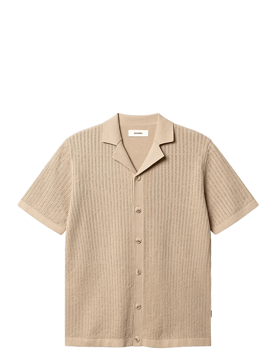 Gabba - GABgeno Resort Bride SS Knit - gestrickte polohemden - sand - 0