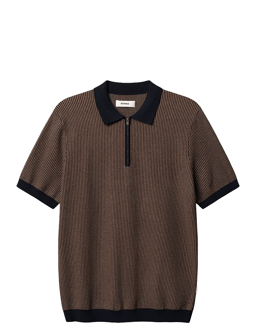Gabba - GABoswald Retro SS Knit - langärmlige strick-polohemden - navy - 1