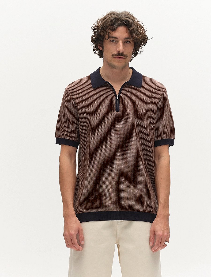 Gabba - GABoswald Retro SS Knit - langärmlige strick-polohemden - navy - 0