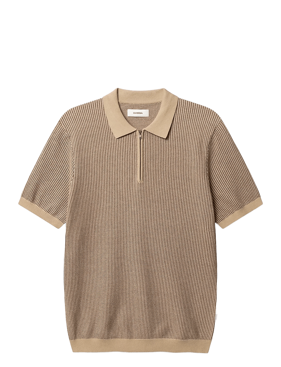 Gabba - GABoswald Retro SS Knit - langärmlige strick-polohemden - walnut - 1