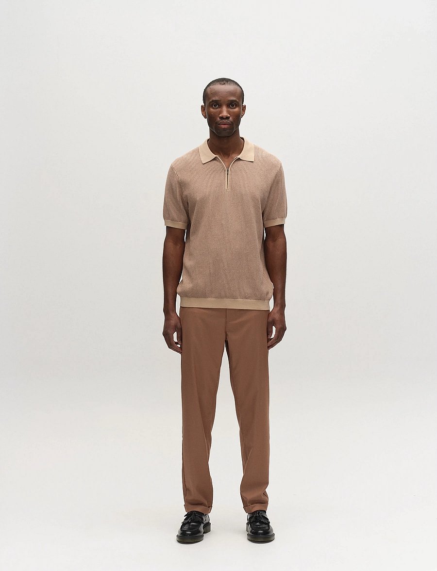 Gabba - GABoswald Retro SS Knit - langärmlige strick-polohemden - walnut - 3