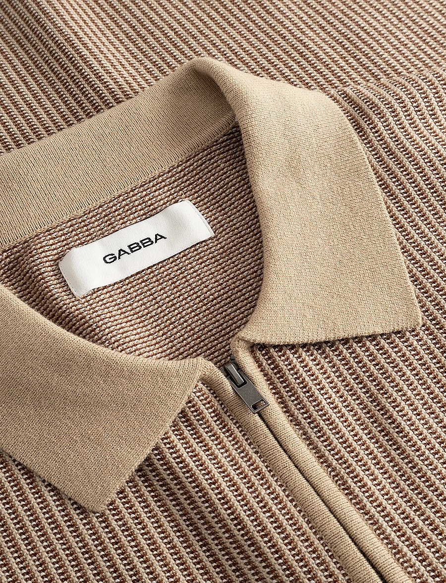 Gabba - GABoswald Retro SS Knit - langärmlige strick-polohemden - walnut - 5
