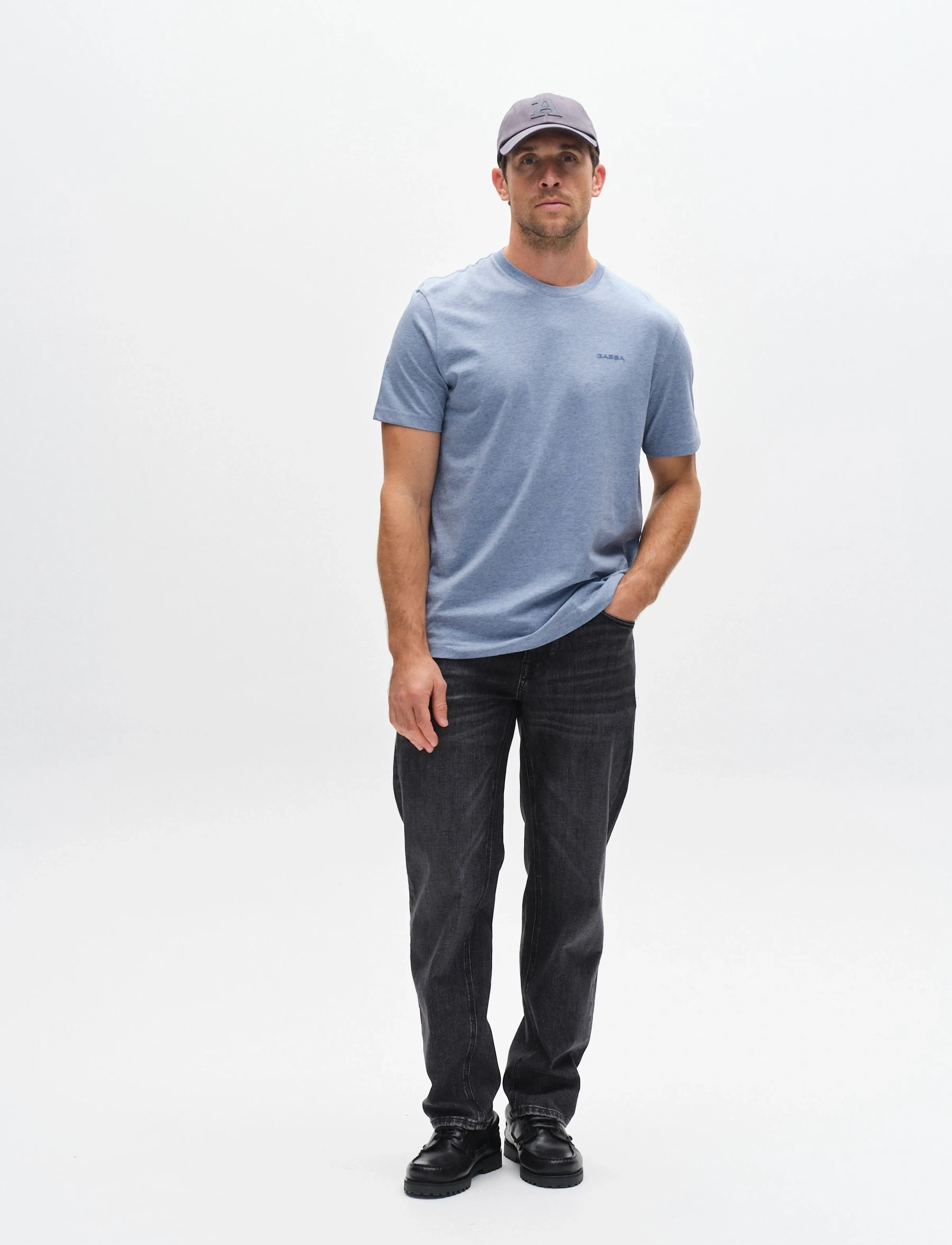 Gabba - GABdune Melange New SS T-Shirt - kortærmede t-shirts - blue melange - 3