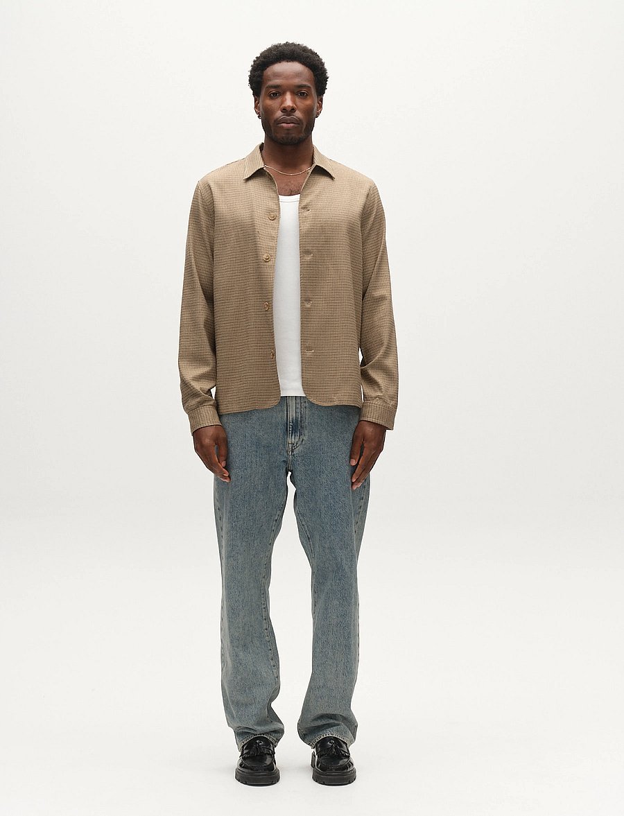 Gabba - GABfelix Brit LS Shirt - pattern shirts - dark sand - 0