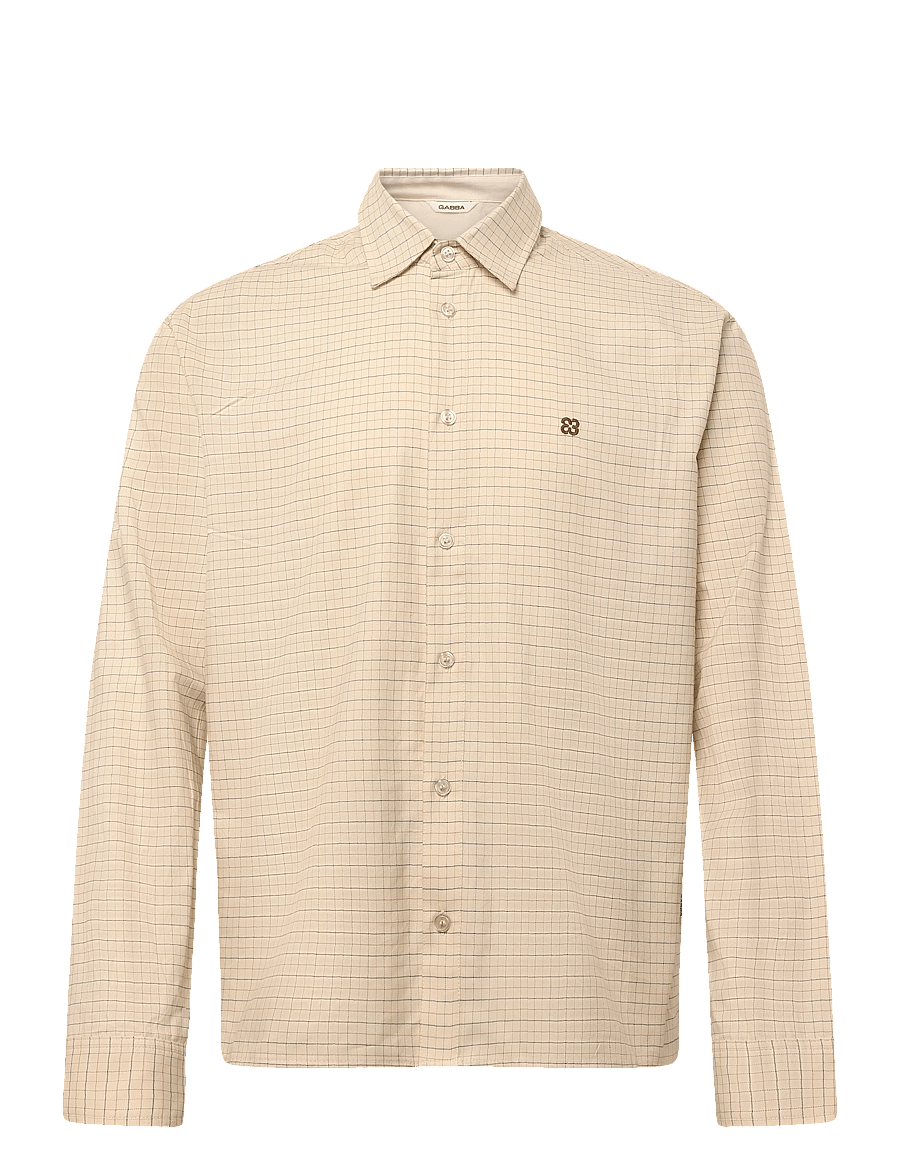 Gabba - GABjens Over Indie LS Shirt - mønstrede skjorter - lt. sand - 0