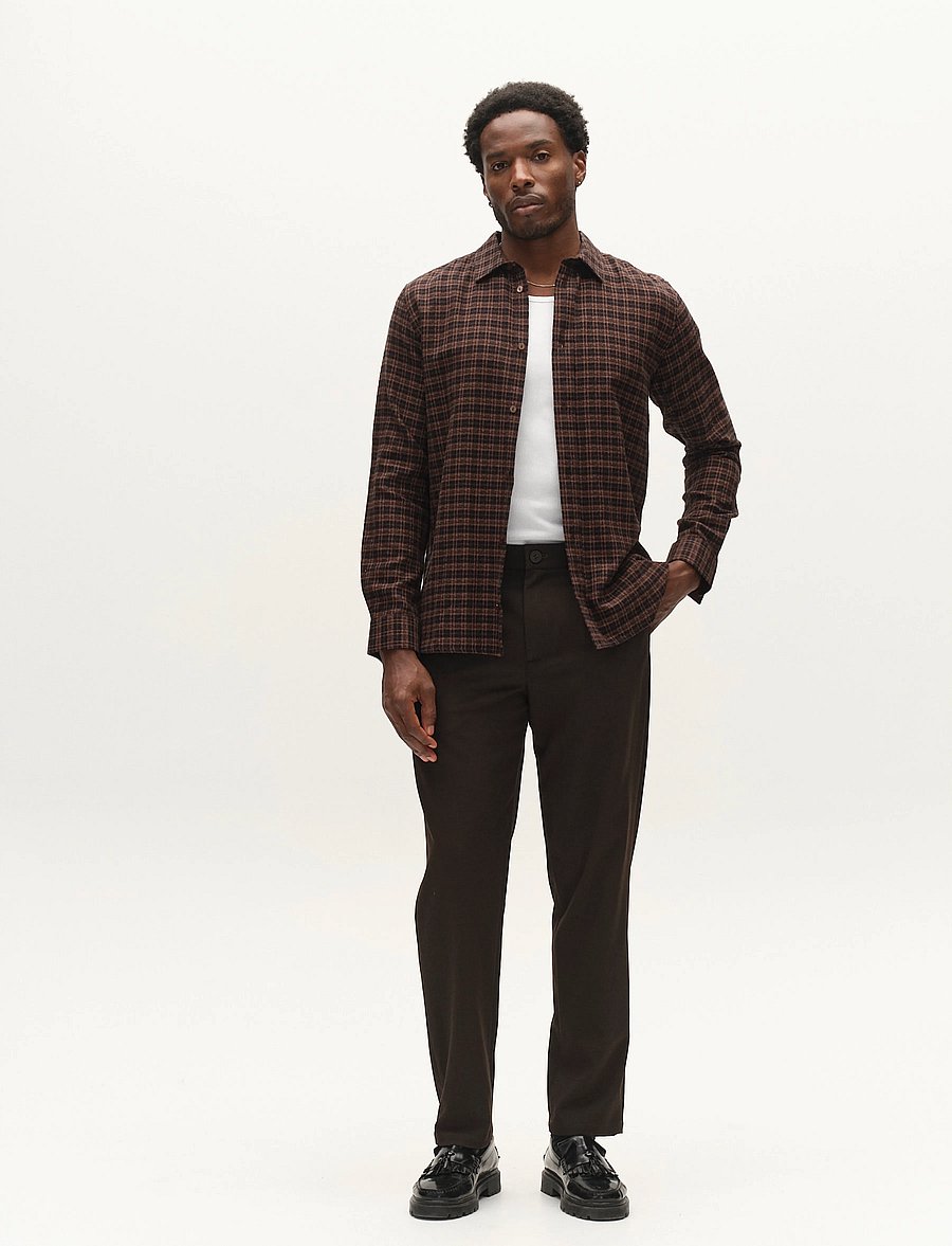 Gabba - GABsven Reg TX2 LS Shirt - checkered shirts - brown slate - 0