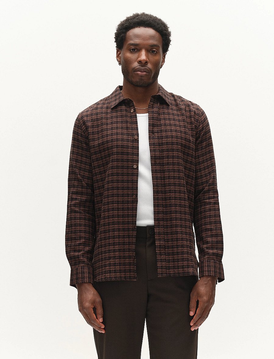 Gabba - GABsven Reg TX2 LS Shirt - checkered shirts - brown slate - 4