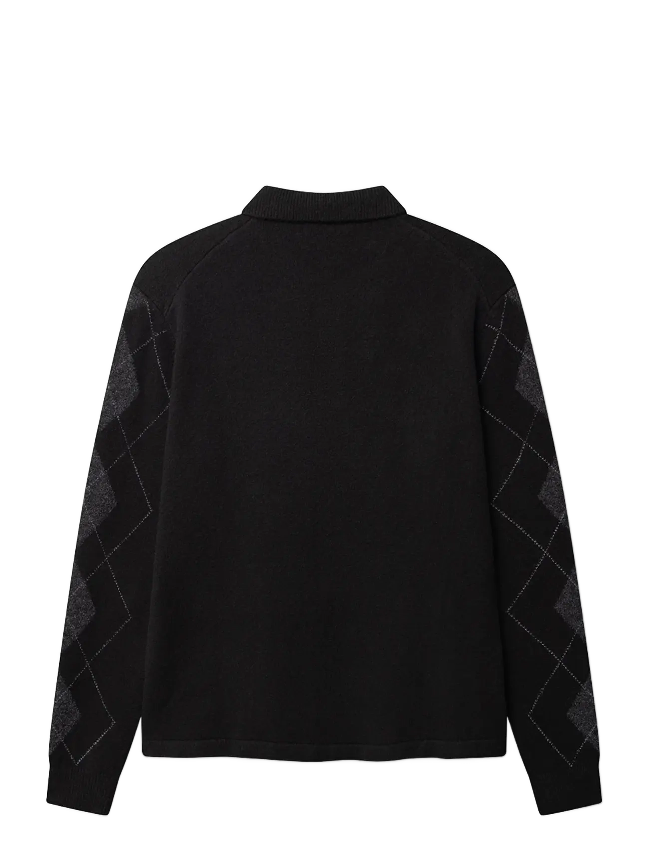 Gabba - GABpietro Polo Argyle LS Knit - långärmade stickade pikétröjor - black - 2