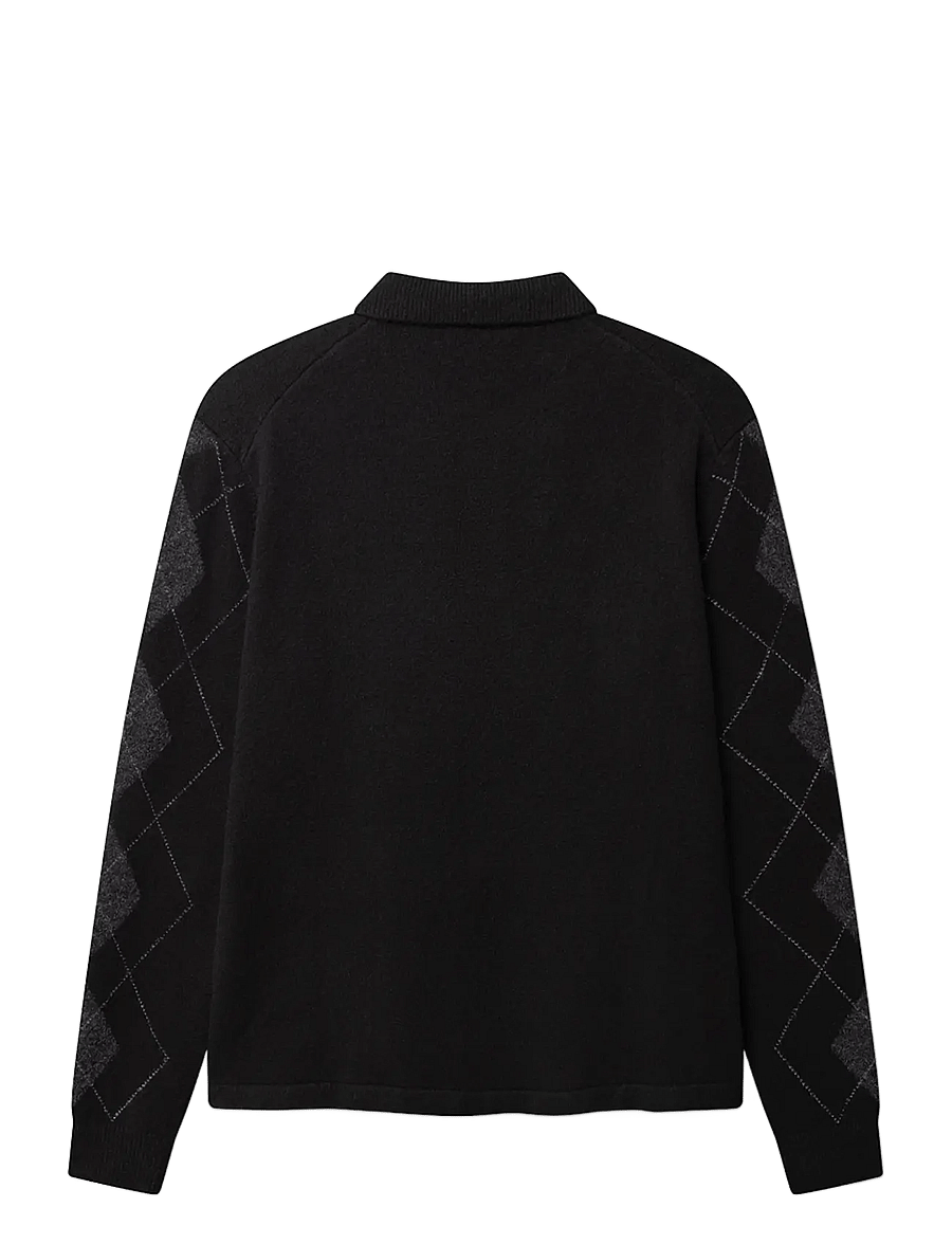 Gabba - GABpietro Polo Argyle LS Knit - långärmade stickade pikétröjor - black - 2