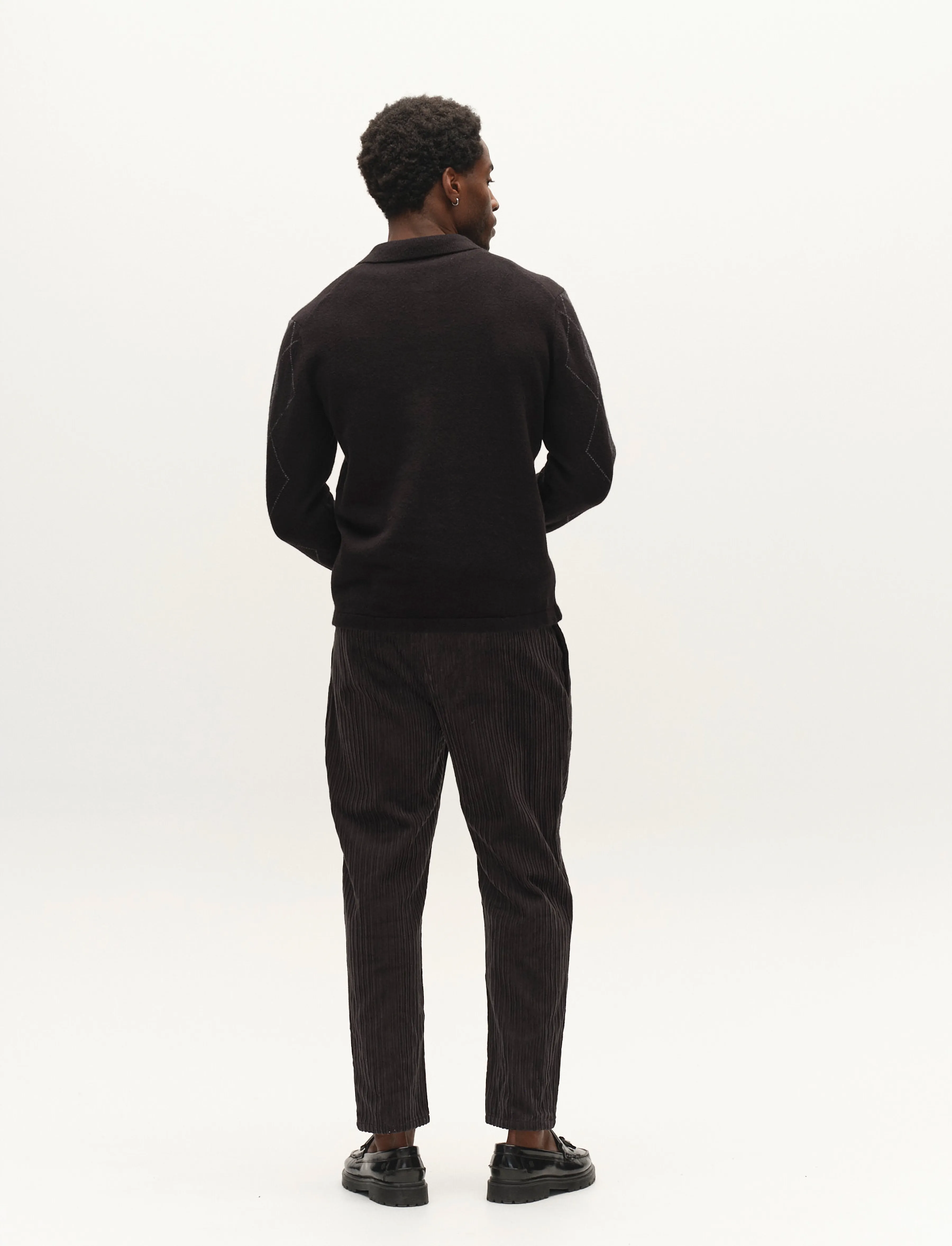 Gabba - GABpietro Polo Argyle LS Knit - långärmade stickade pikétröjor - black - 3