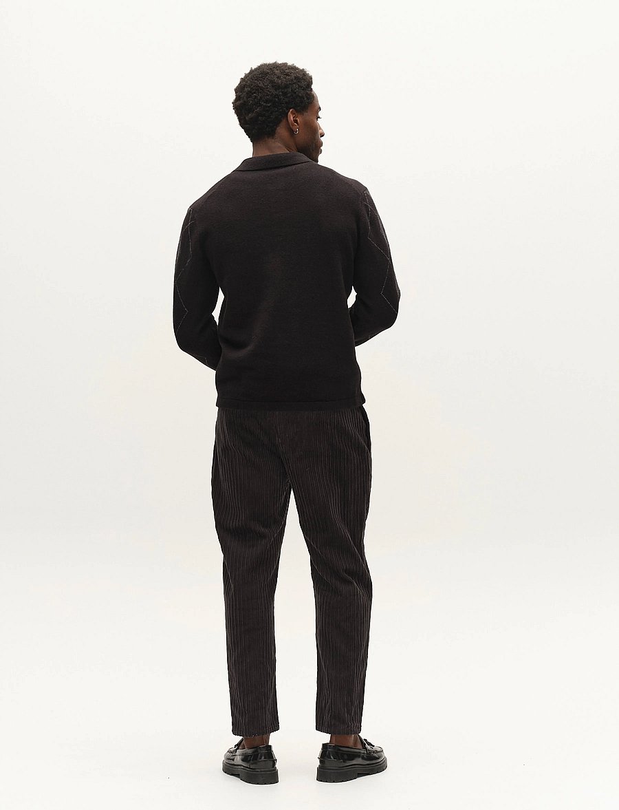 Gabba - GABpietro Polo Argyle LS Knit - långärmade stickade pikétröjor - black - 3