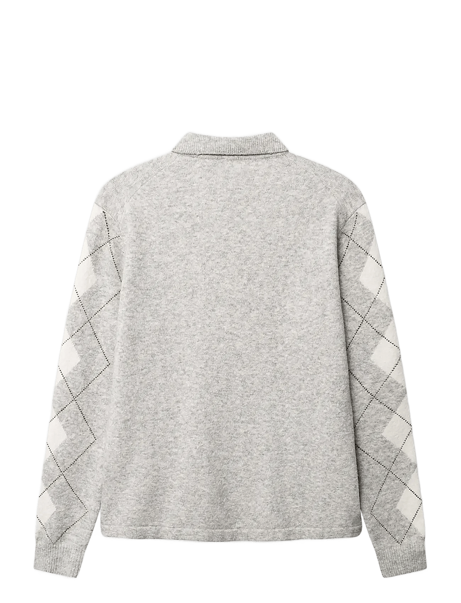 Gabba - GABpietro Polo Argyle LS Knit - pikkade varrukatega kootud polod - lt. grey mel - 2