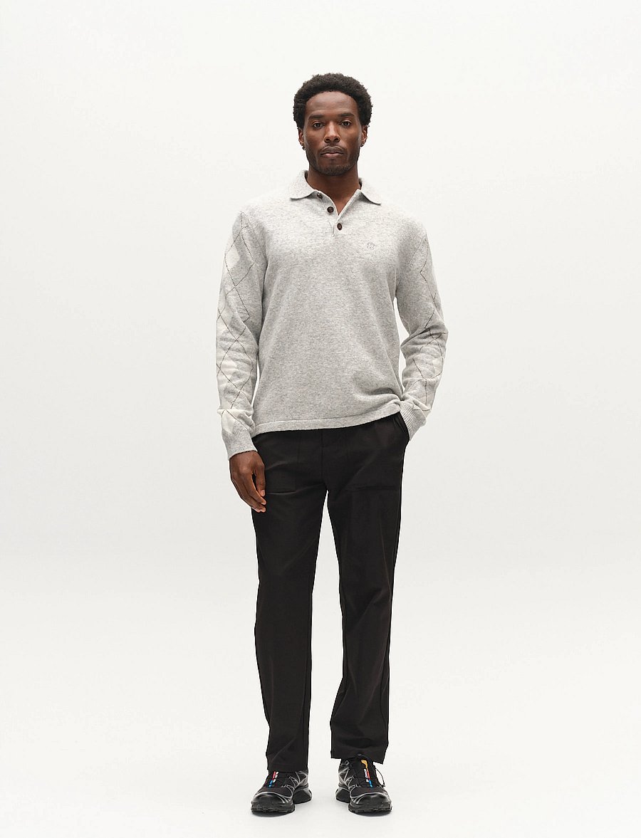 Gabba - GABpietro Polo Argyle LS Knit - pikkade varrukatega kootud polod - lt. grey mel - 0