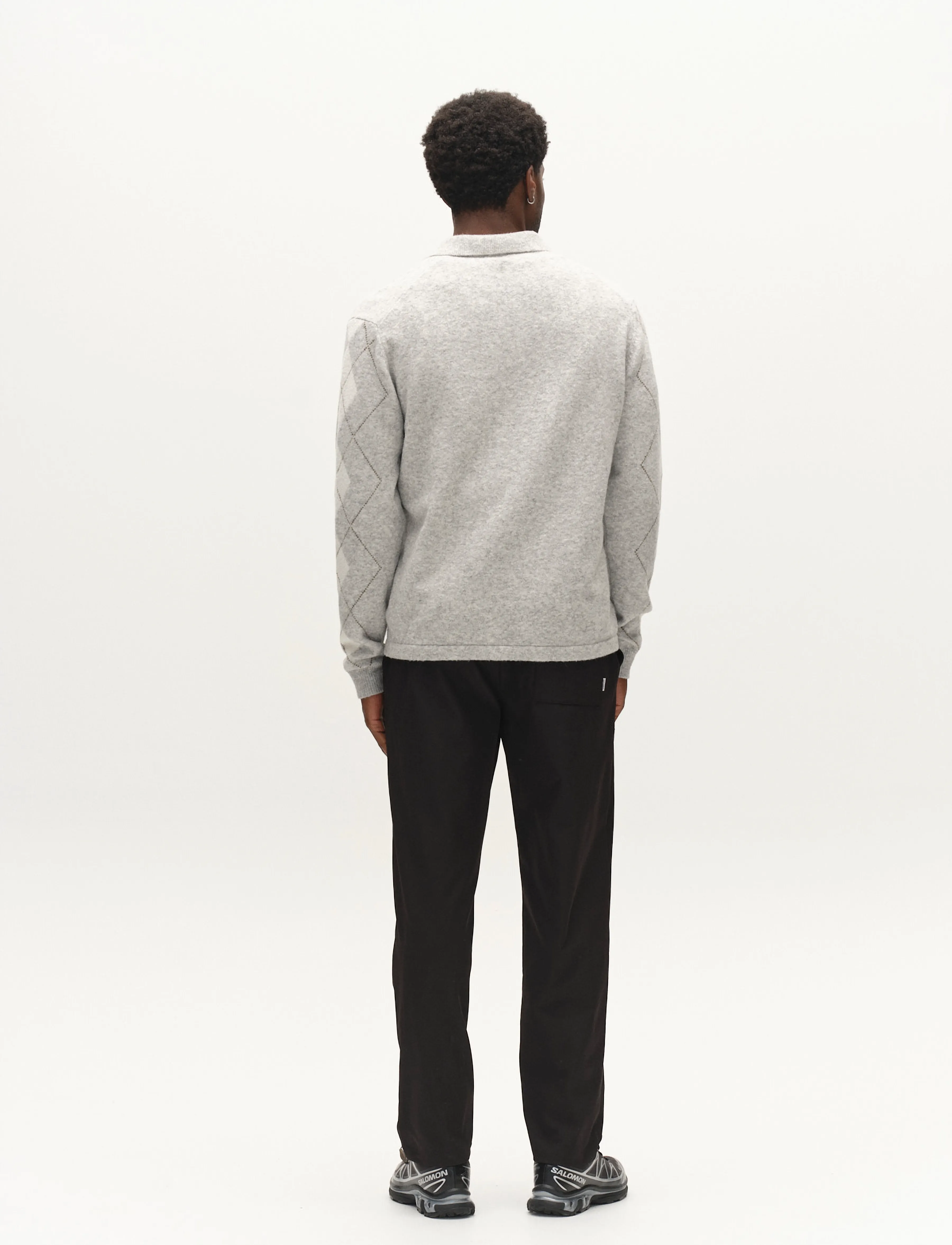 Gabba - GABpietro Polo Argyle LS Knit - lt. grey mel - 3