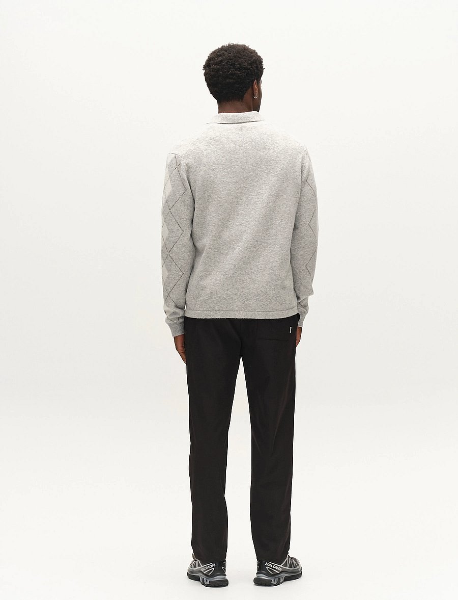 Gabba - GABpietro Polo Argyle LS Knit - pikkade varrukatega kootud polod - lt. grey mel - 3