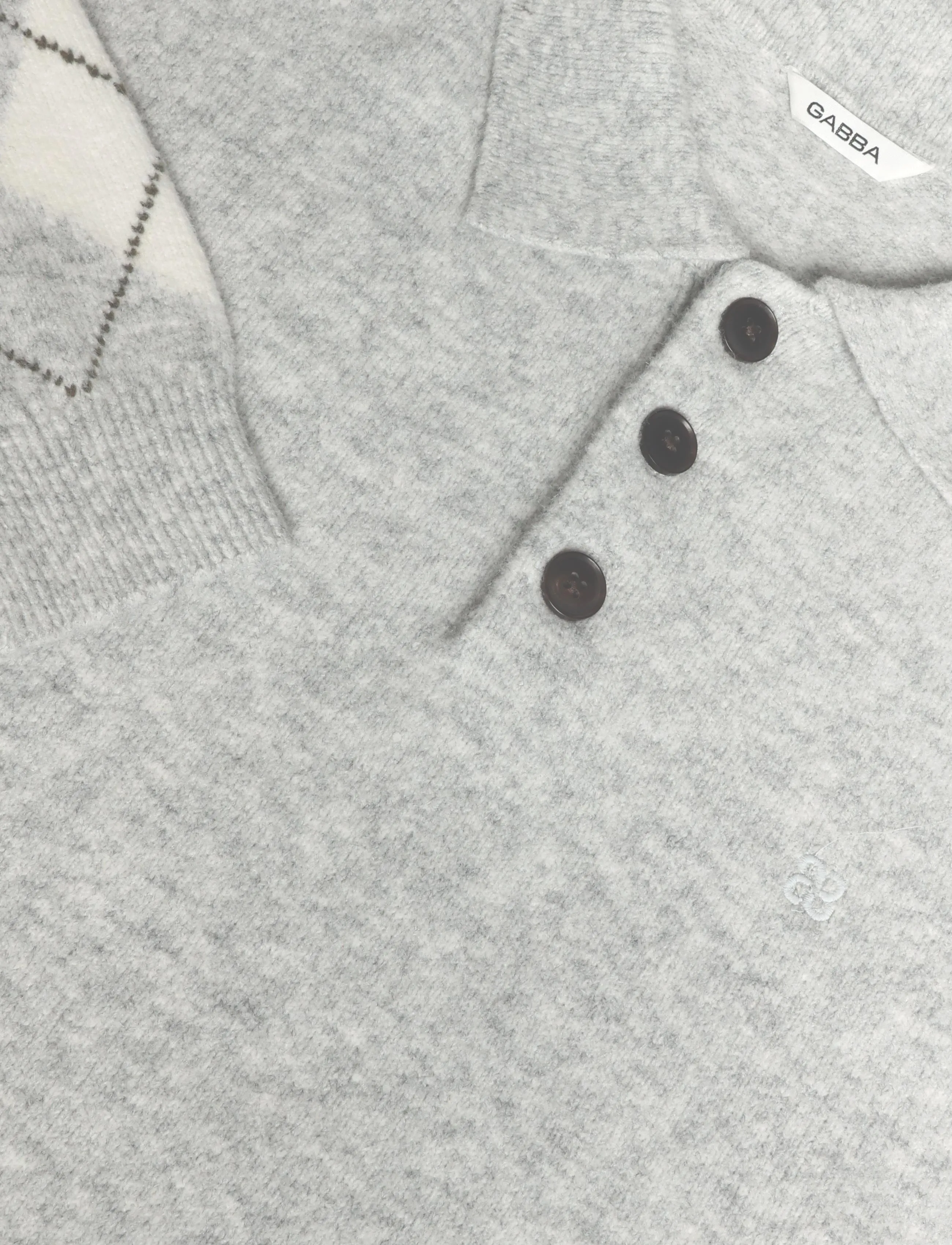 Gabba - GABpietro Polo Argyle LS Knit - lt. grey mel - 5