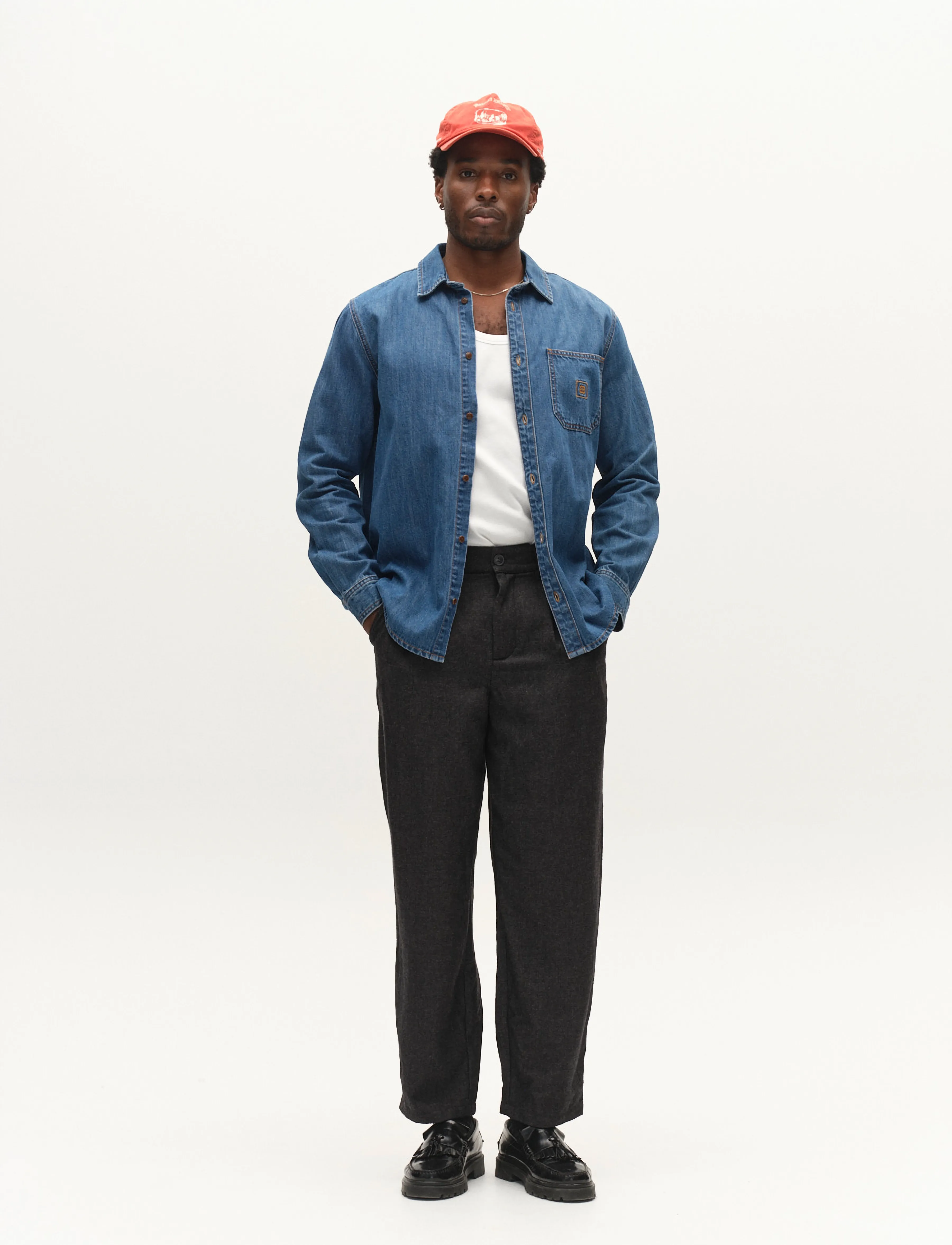Gabba GABsven Reg Wish LS Shirt - Denim clothing - MID BLUE DENIM / blue