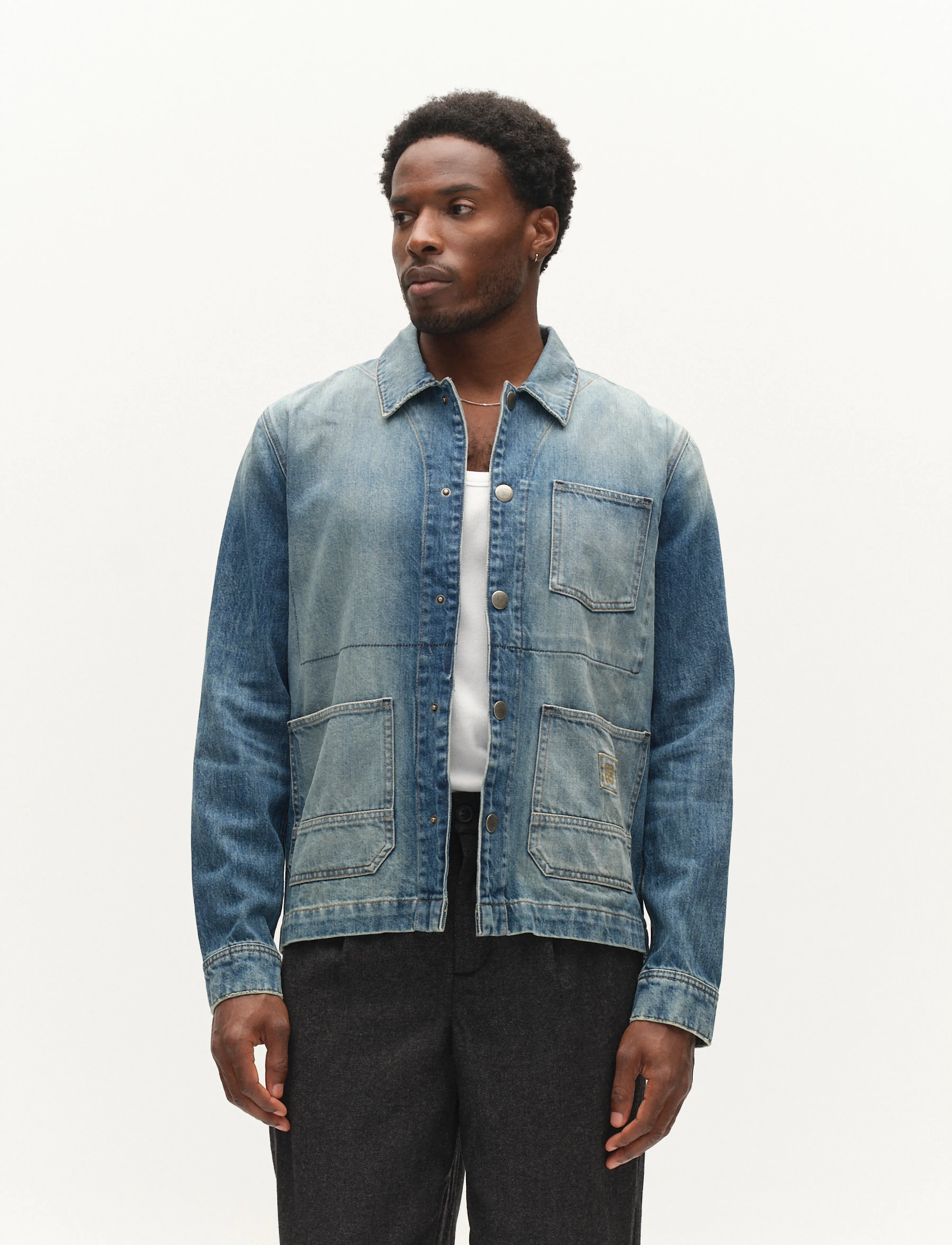 Gabba - GABbeta Wolv DS0004 LS Overshirt - shop etter anledning - dark blue denim - 4