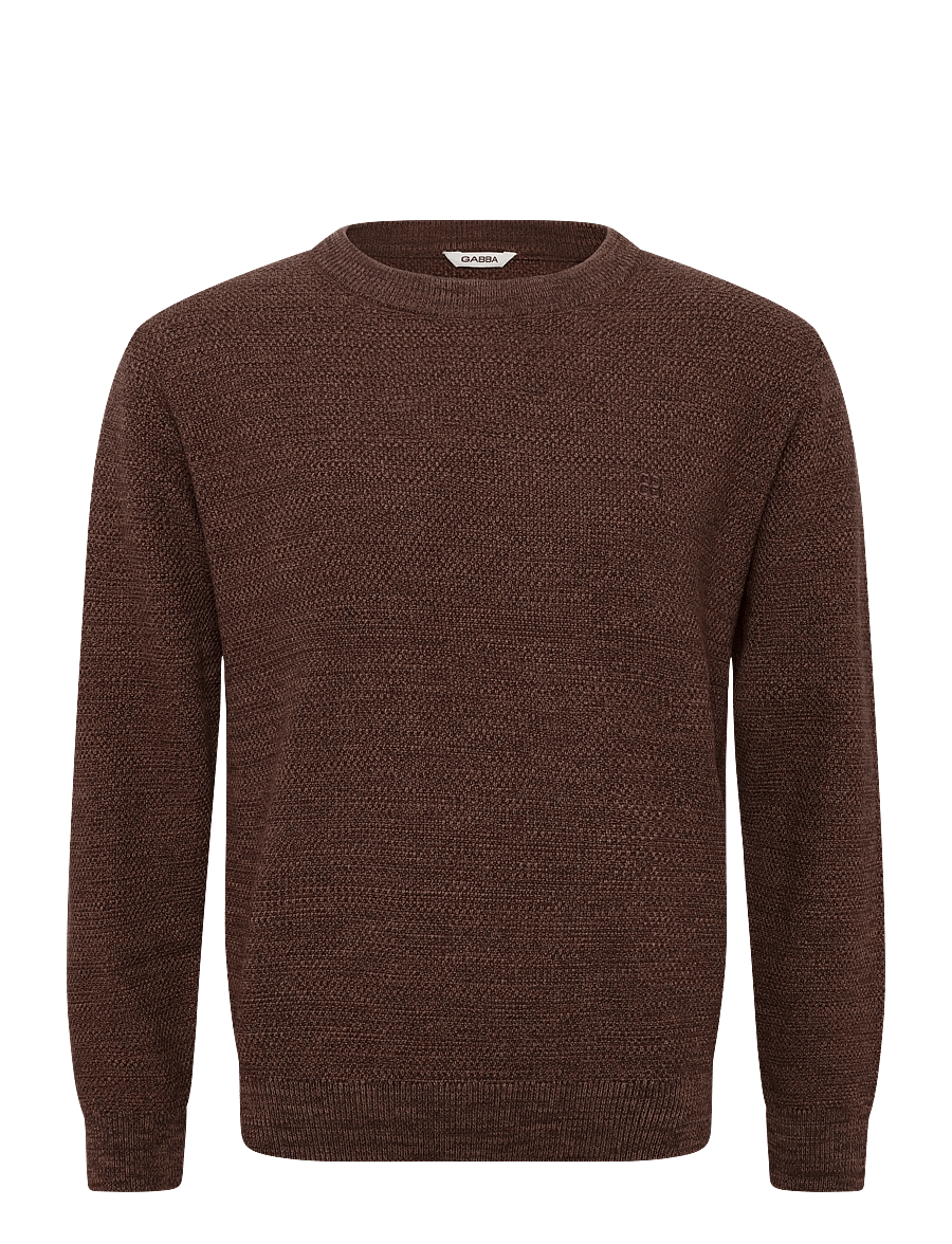 Gabba - GABlamix Coro O-Neck LS Knit - round necks - brown slate - 0