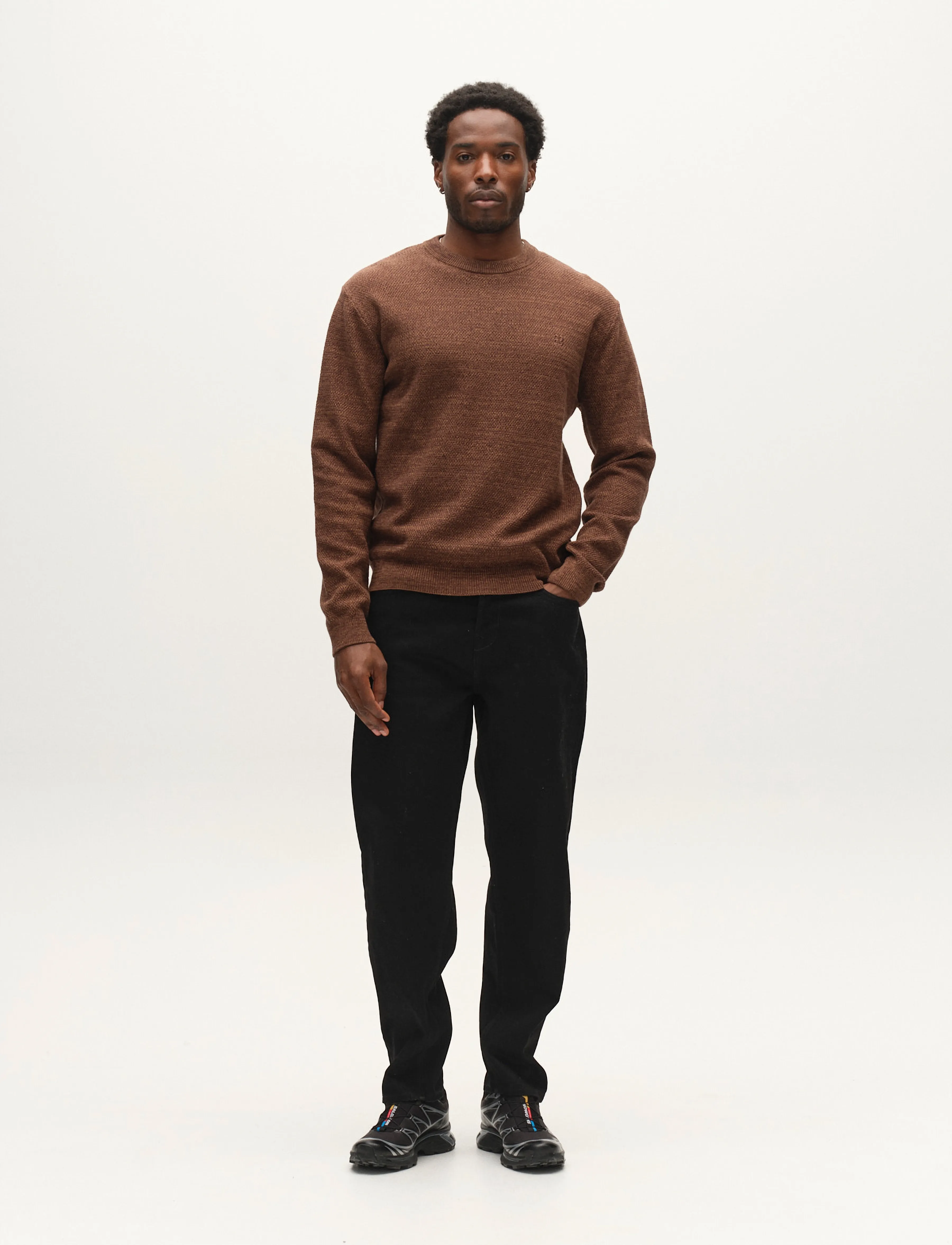 Gabba - GABlamix Coro O-Neck LS Knit - pulls col rond - brown slate - 0