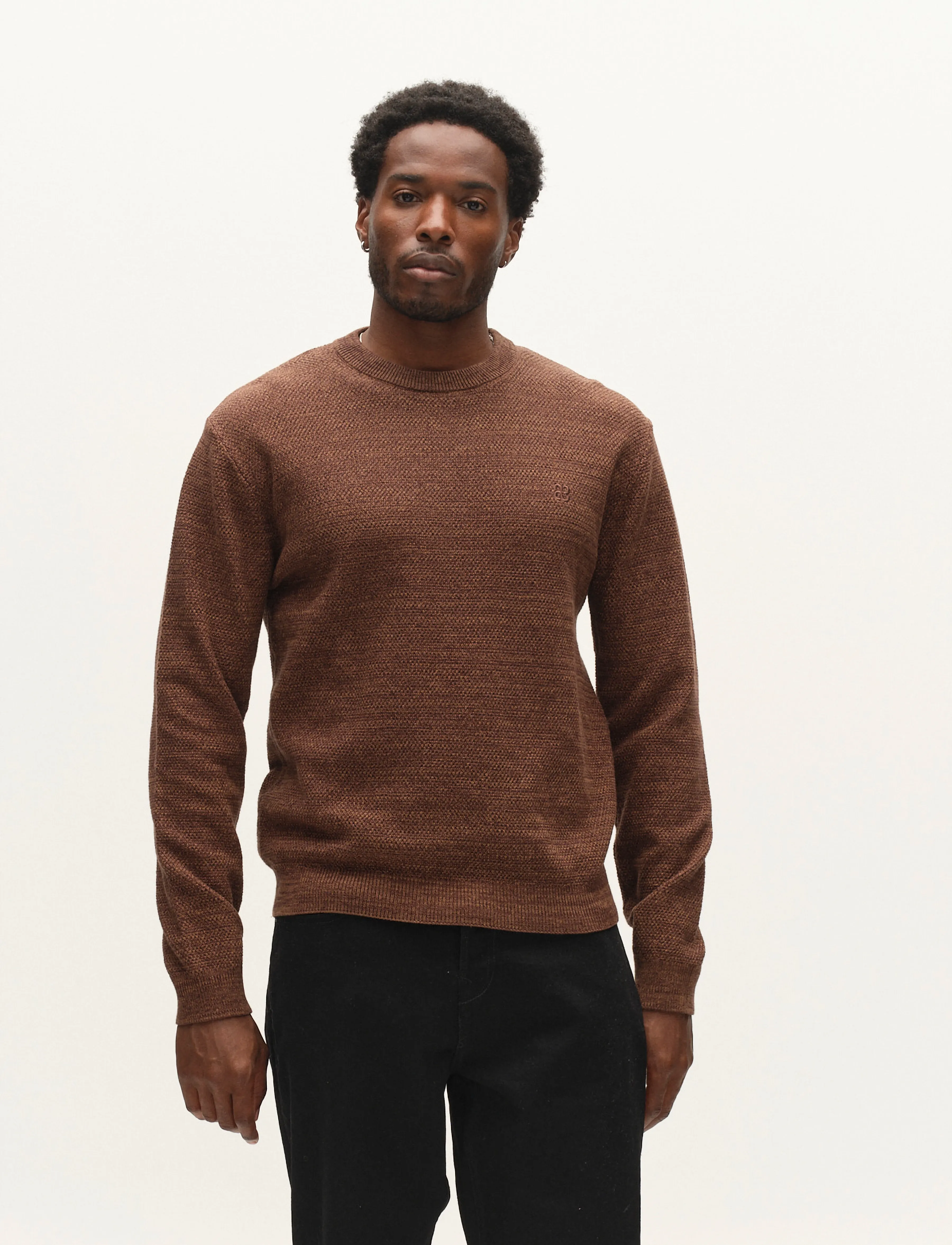 Gabba - GABlamix Coro O-Neck LS Knit - pulls col rond - brown slate - 4