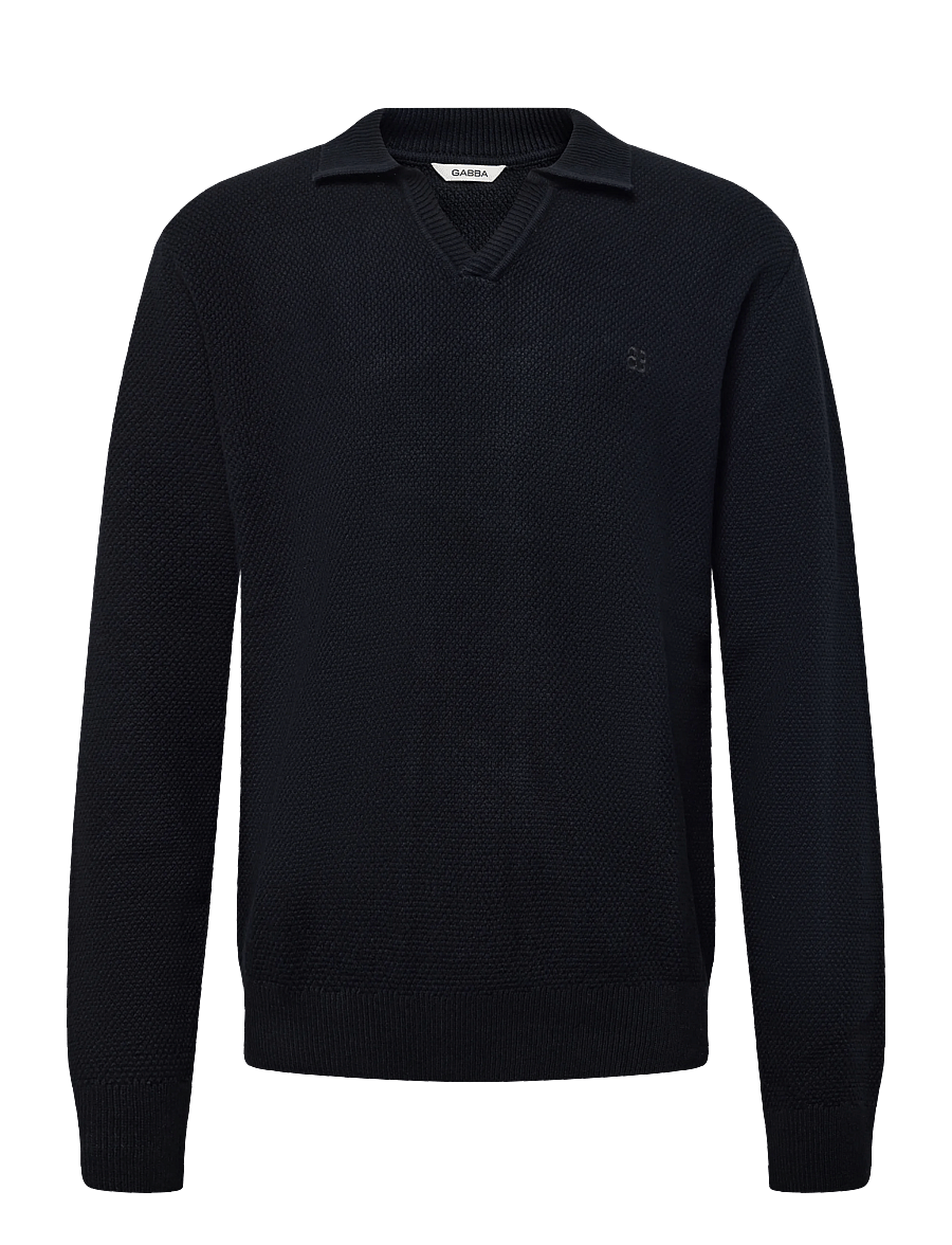 Gabba - GABlamix Coro Jhon LS Knit - poloer i strik med lange ærmer - blue black - 0