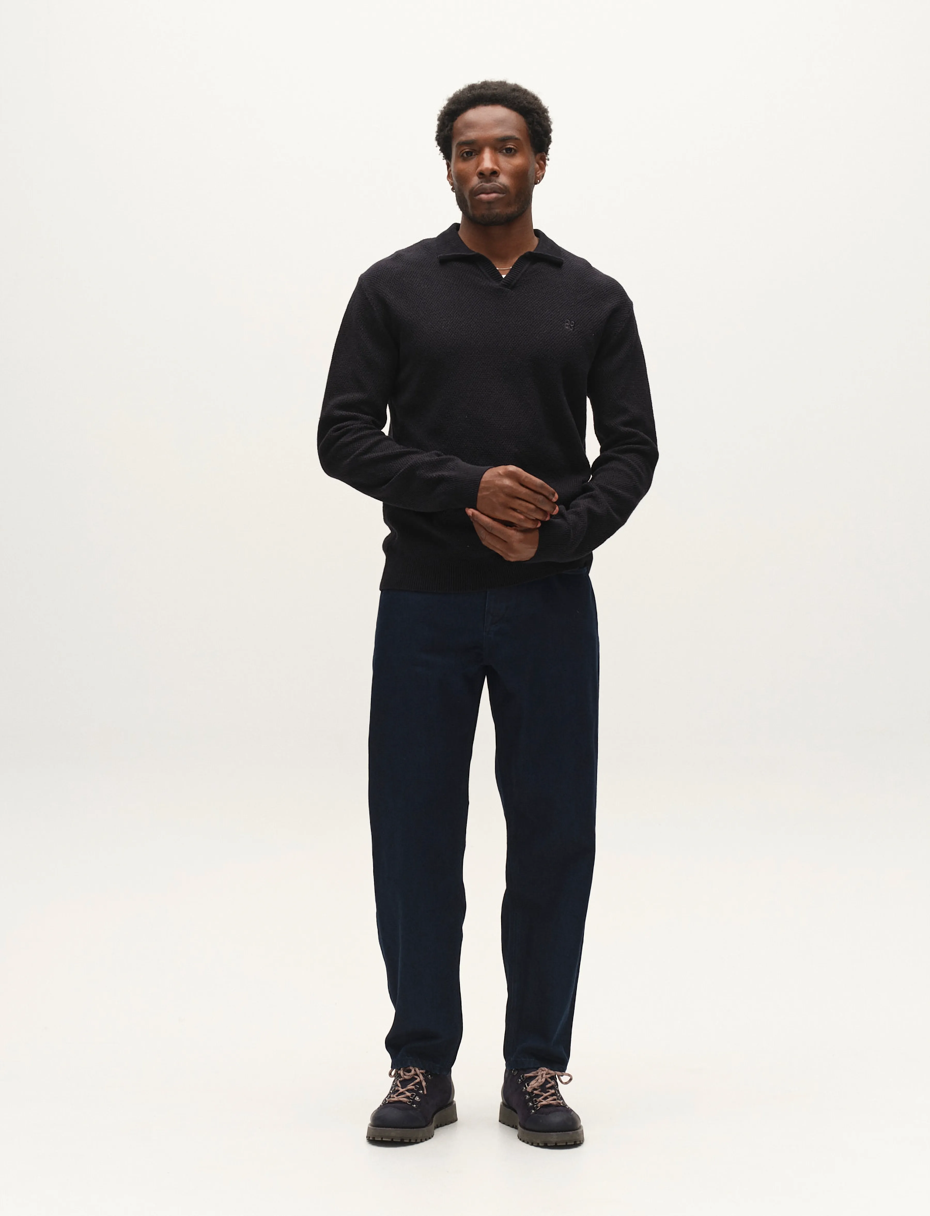 Gabba GABlamix Coro Jhon LS Knit - Poloshirts - BLUE BLACK / navy