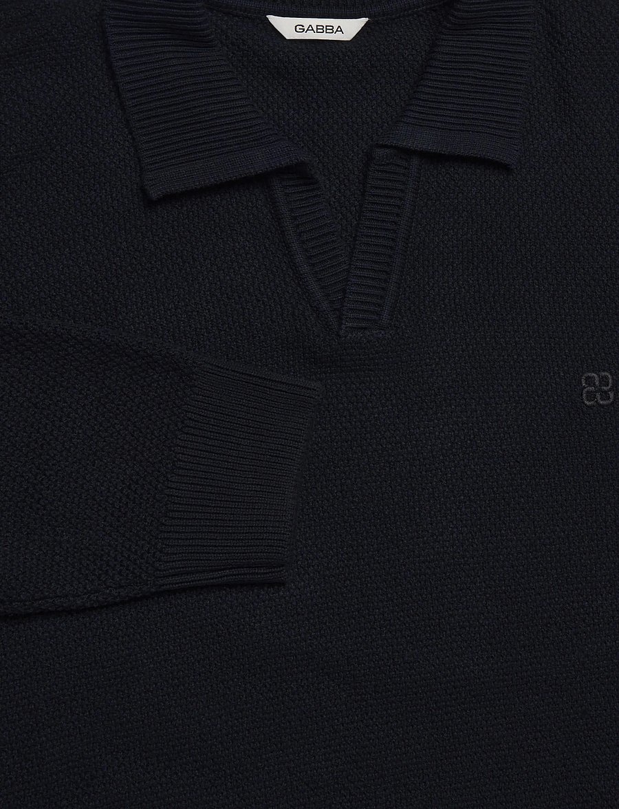 Gabba - GABlamix Coro Jhon LS Knit - poloer i strik med lange ærmer - blue black - 2