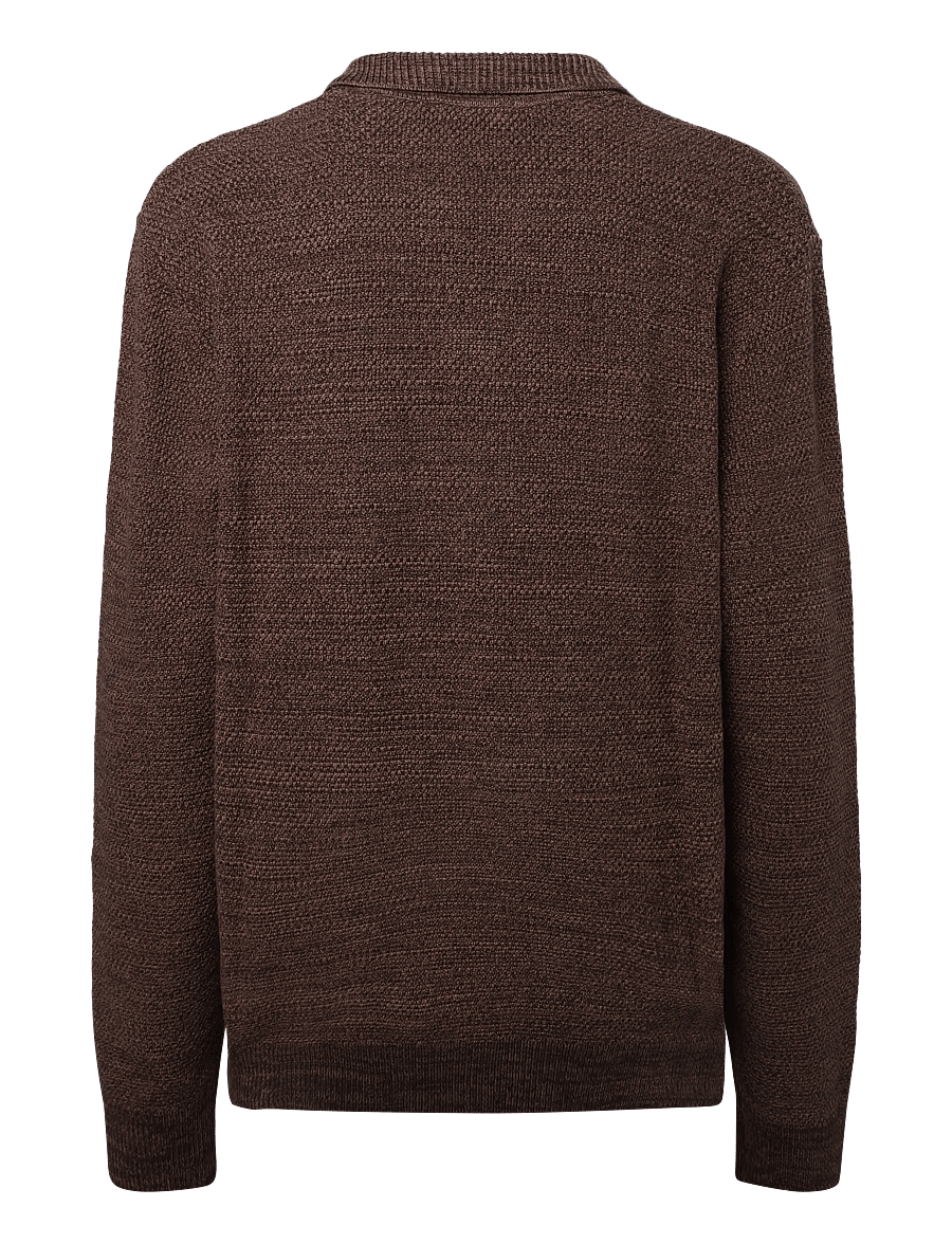 Gabba - GABlamix Coro Jhon LS Knit - langärmelige strick-polohemden - brown slate - 1