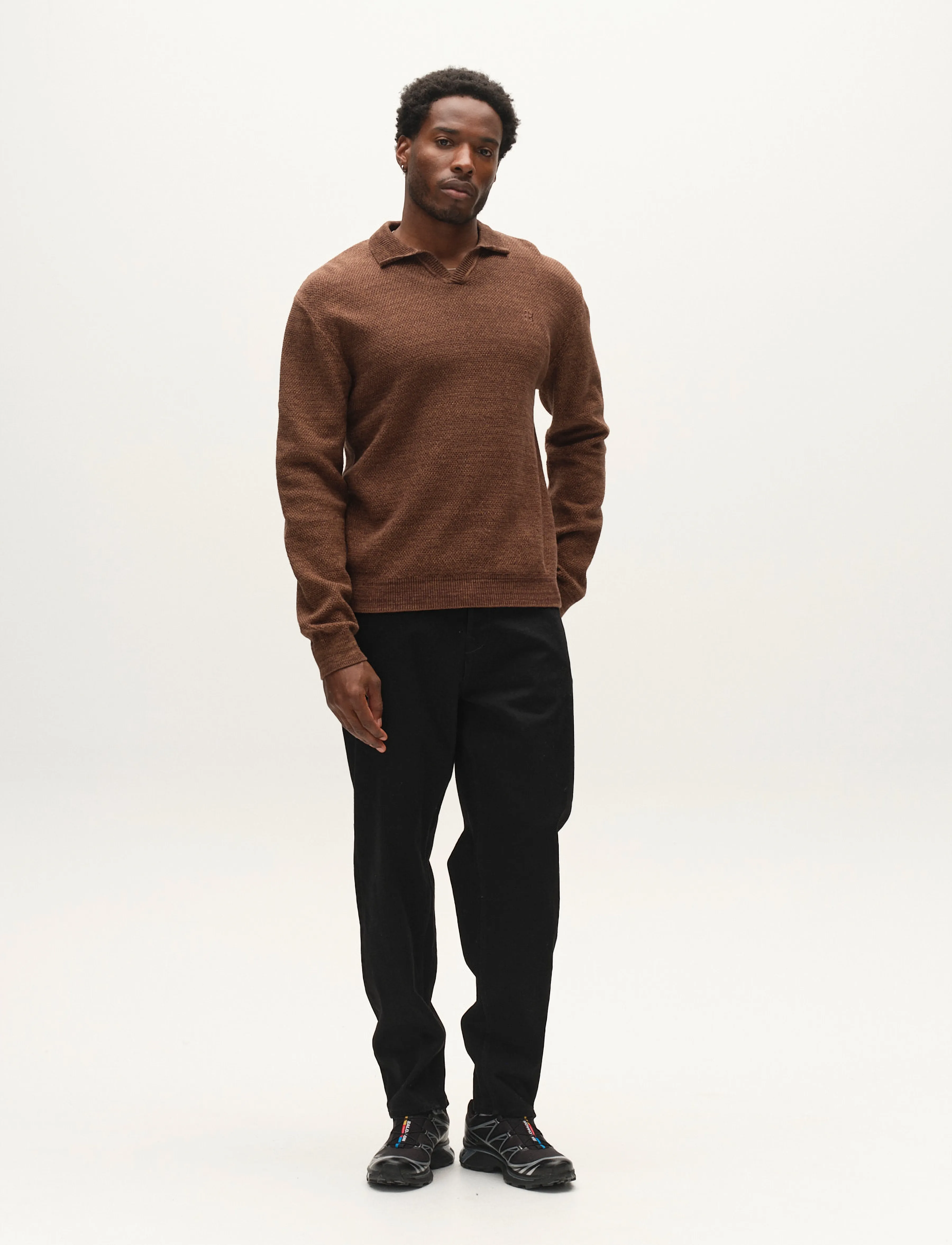 Gabba GABlamix Coro Jhon LS Knit - Long-sleeved polos - BROWN SLATE / brown