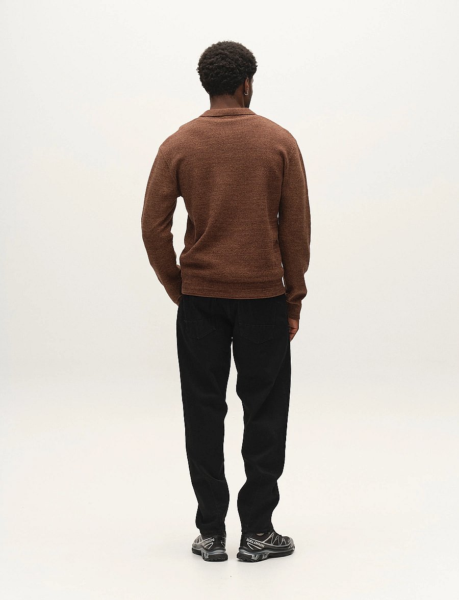 Gabba - GABlamix Coro Jhon LS Knit - langärmelige strick-polohemden - brown slate - 3
