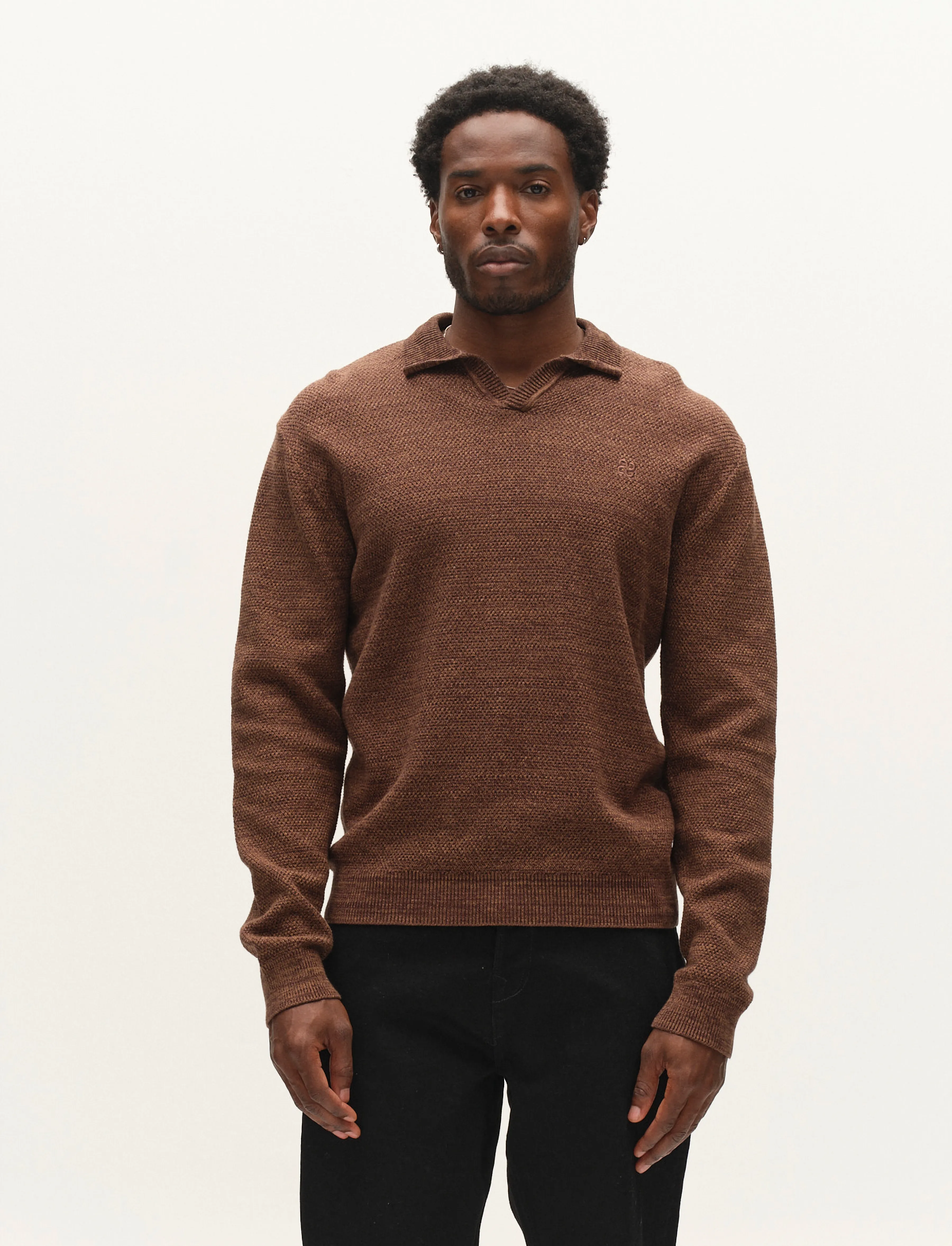 Gabba - GABlamix Coro Jhon LS Knit - herbstliche kleidung - brown slate - 4