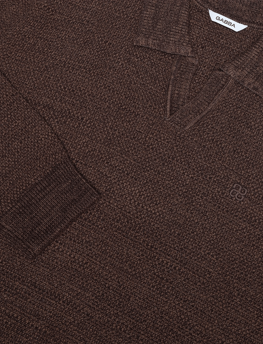 Gabba - GABlamix Coro Jhon LS Knit - langärmelige strick-polohemden - brown slate - 2