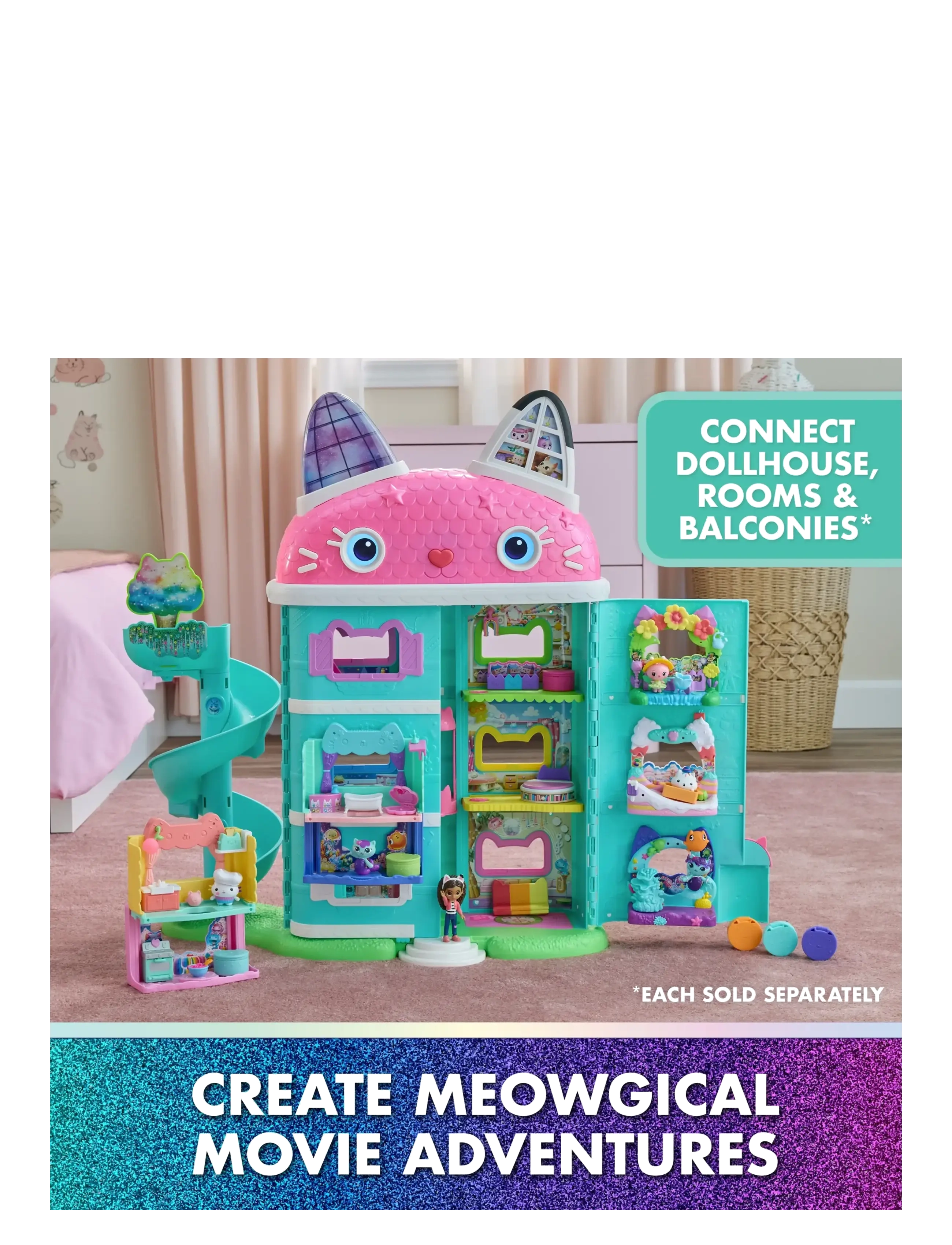 Gabby's Dollhouse - Gabby's Movie Pawsome Party Room Story Set - legesæt - muti - 4