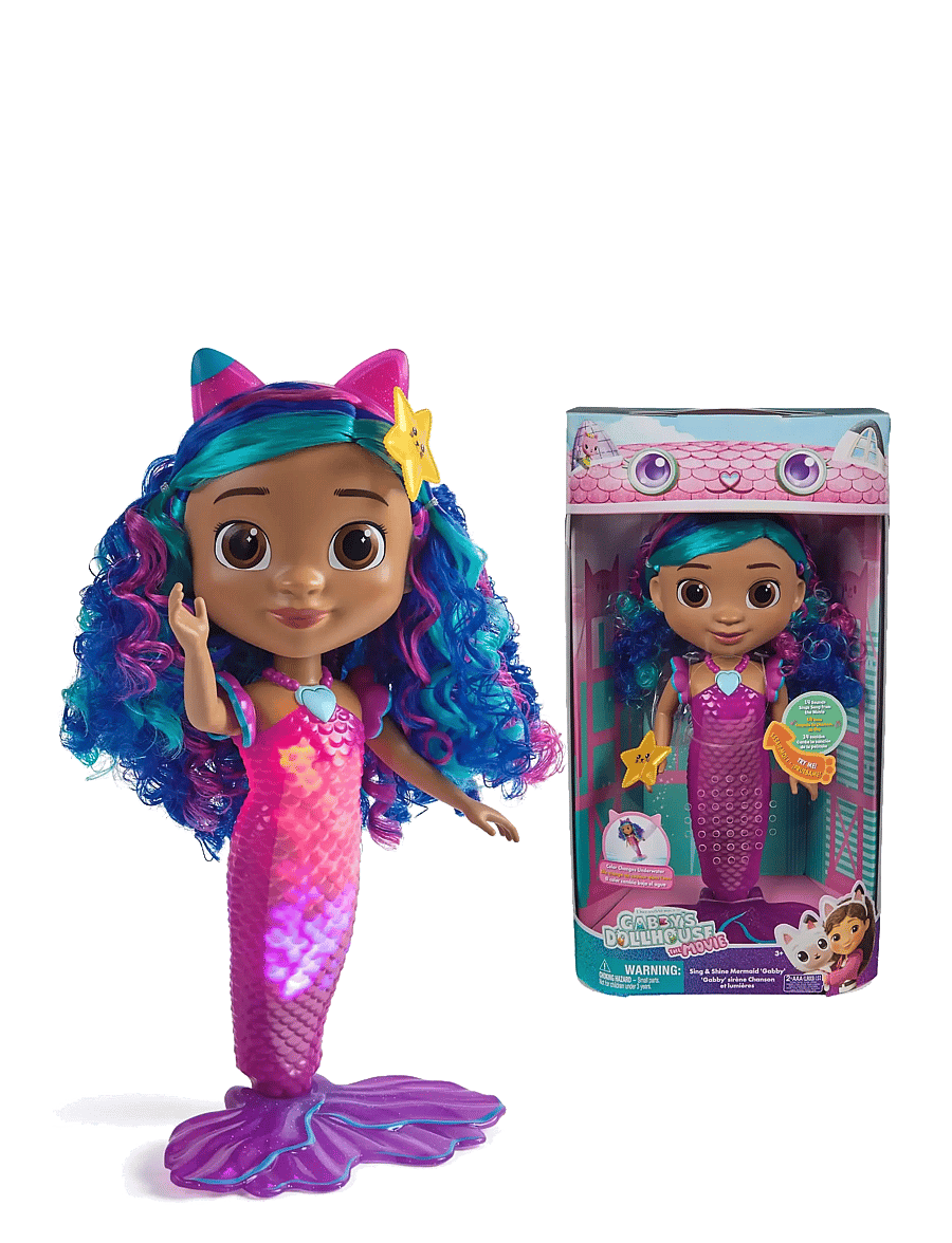 Gabby's Dollhouse - Gabby's Movie Sing & Shine Mermaid Gabby Doll 36cm - dúkkur - muti - 0