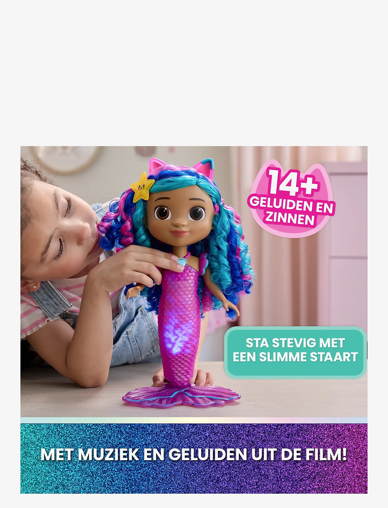 Gabby's Dollhouse - Gabby's Movie Sing & Shine Mermaid Gabby Doll 36cm - dukker - muti - 4