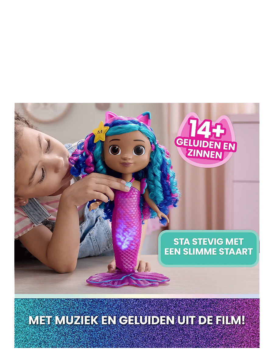 Gabby's Dollhouse - Gabby's Movie Sing & Shine Mermaid Gabby Doll 36cm - dúkkur - muti - 4