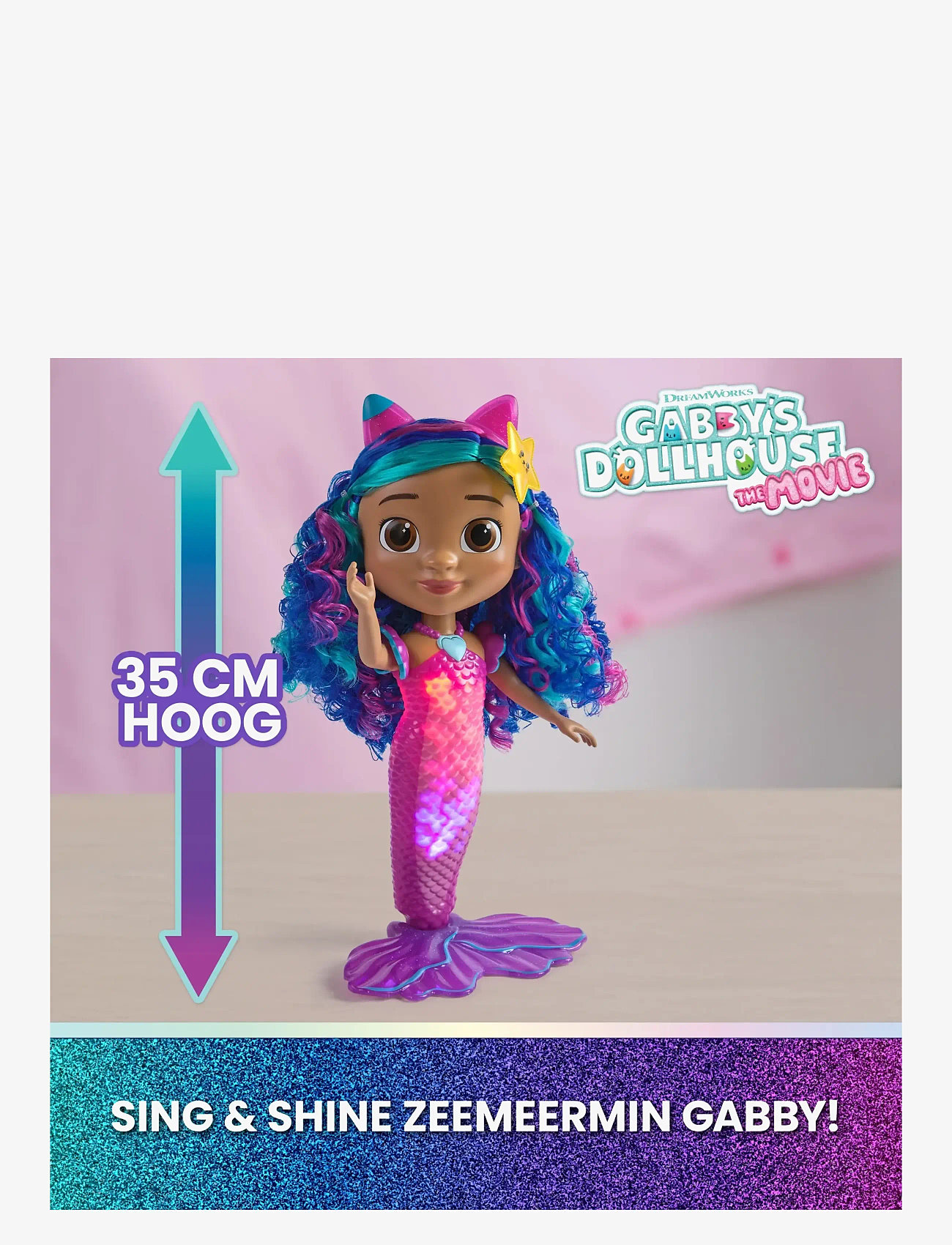 Gabby's Dollhouse - Gabby's Movie Sing & Shine Mermaid Gabby Doll 36cm - dukker - muti - 5