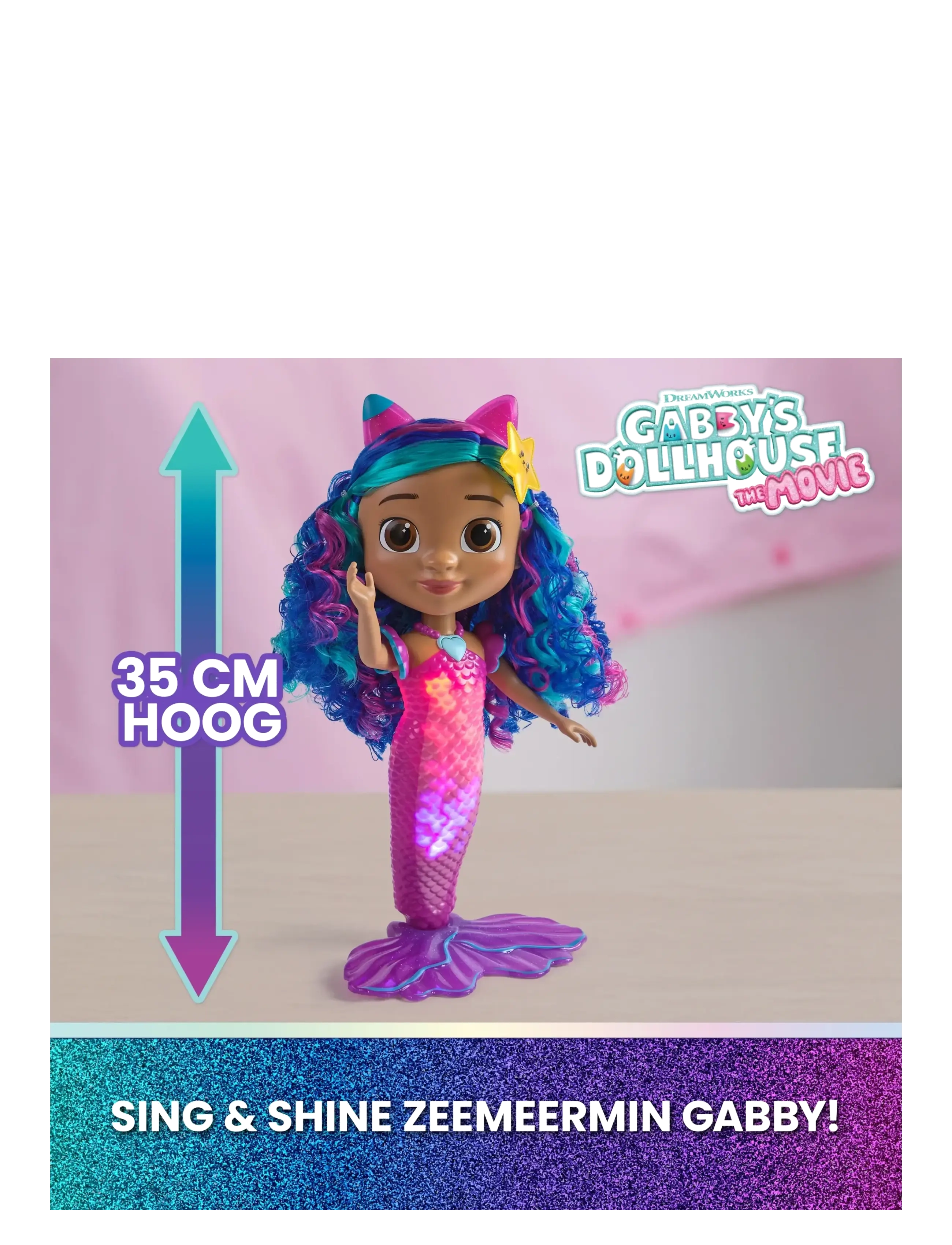 Gabby's Dollhouse - Gabby's Movie Sing & Shine Mermaid Gabby Doll 36cm - dukker - muti - 5