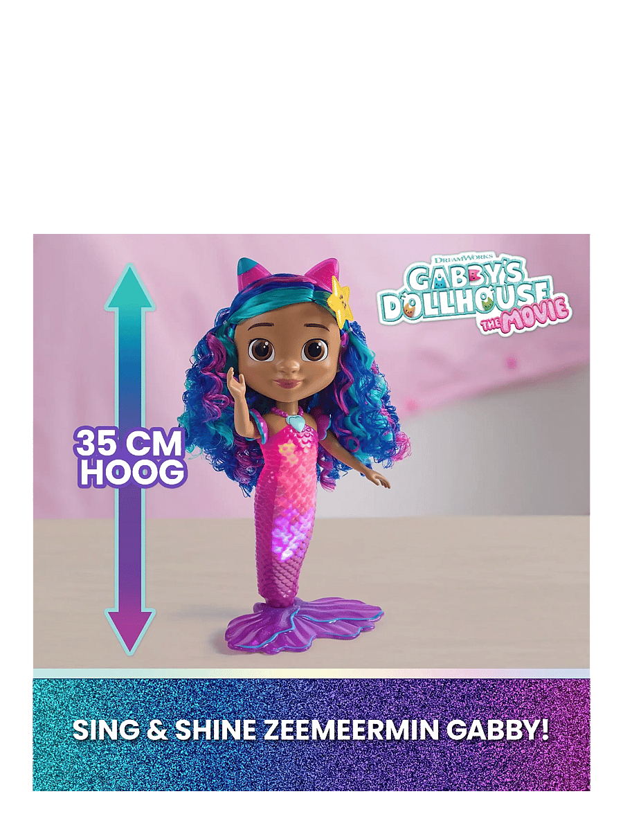 Gabby's Dollhouse - Gabby's Movie Sing & Shine Mermaid Gabby Doll 36cm - dúkkur - muti - 5