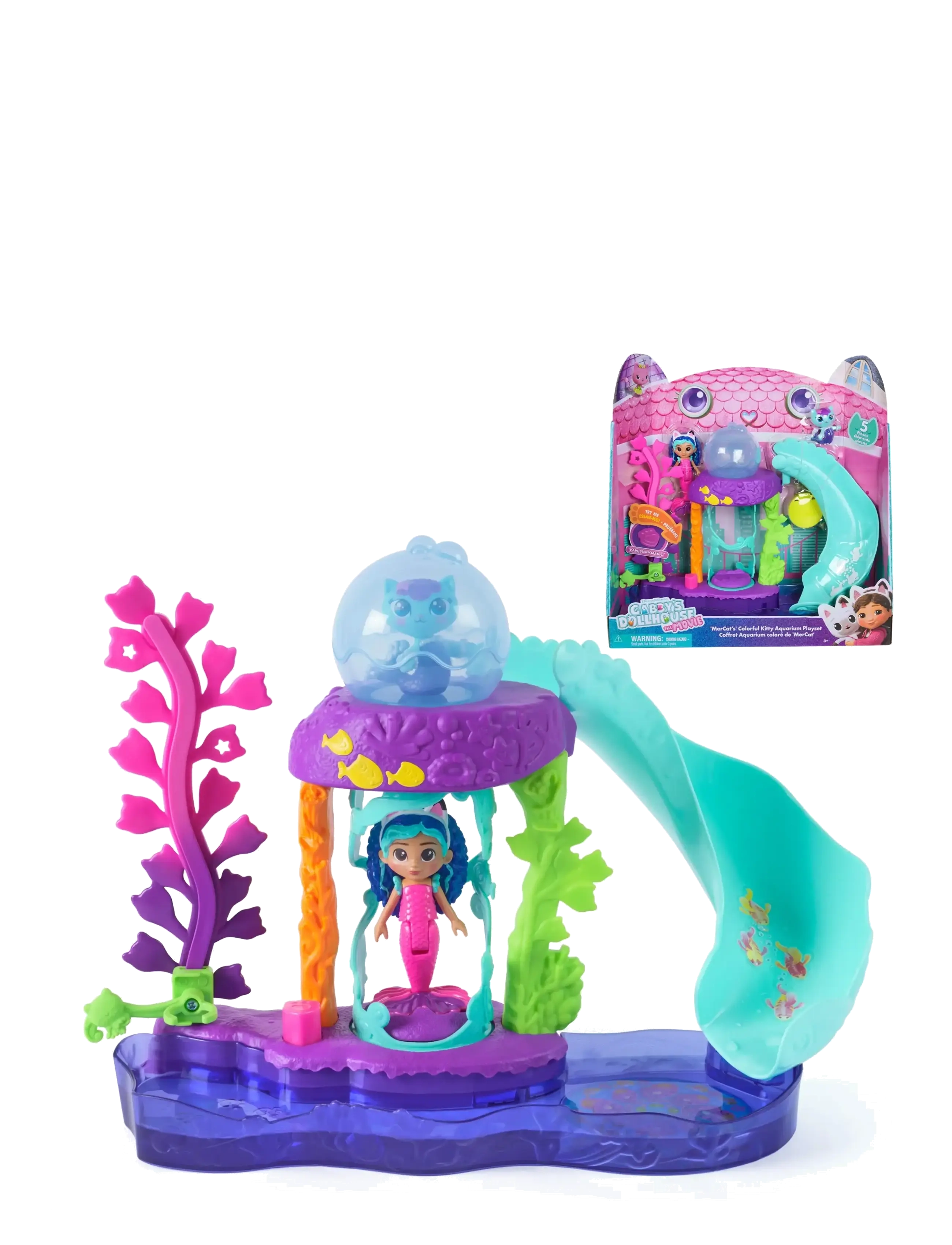 Gabby's Dollhouse Gabby's Movie Mercats Kitty Aquarium Playset - Legetøj - MUTI / purple