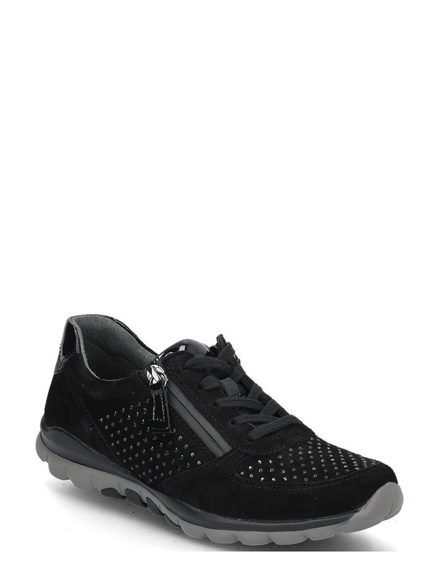 Gabor - rollingsoft sneaker - låga sneakers - black strass - 0