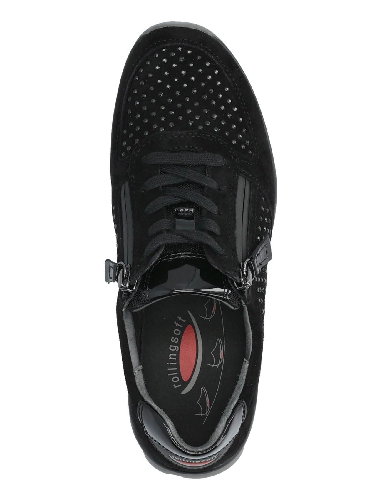 Gabor - rollingsoft sneaker - låga sneakers - black strass - 3
