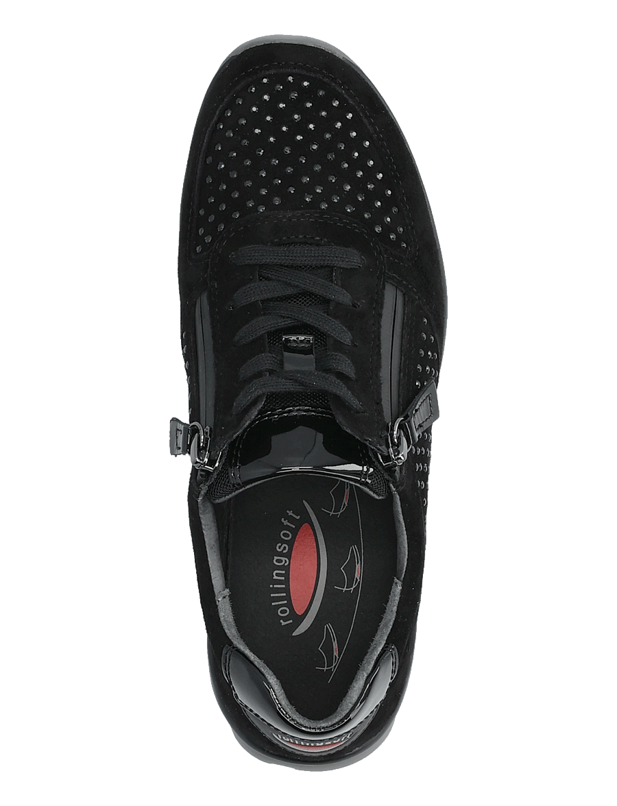 Gabor - rollingsoft sneaker - låga sneakers - black strass - 3